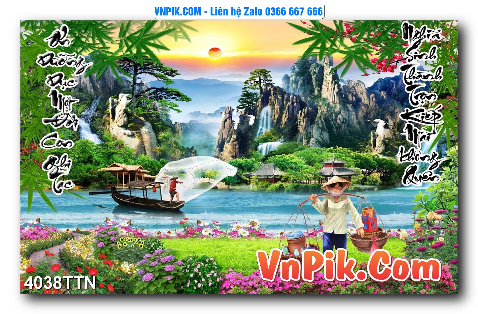 Tranh thác nước – Tranh phong thủy – Tranh treo tường mã 4038TTN