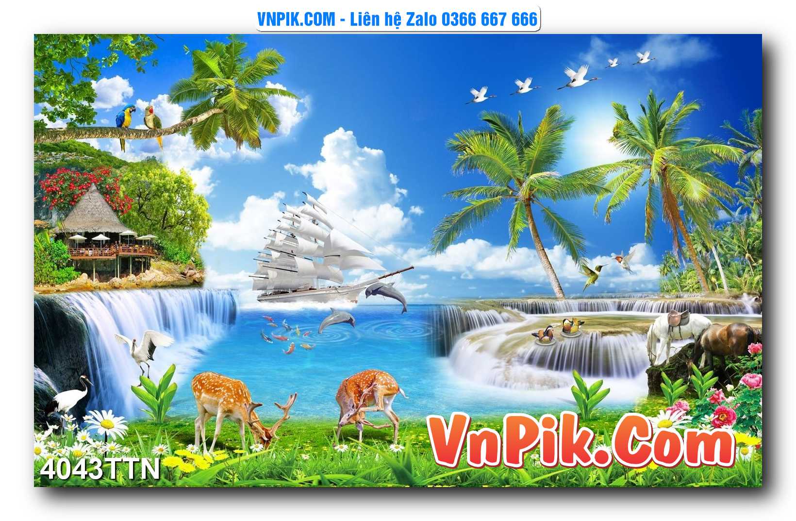 Tranh thác nước – Tranh phong thủy – Tranh treo tường mã 4043TTN