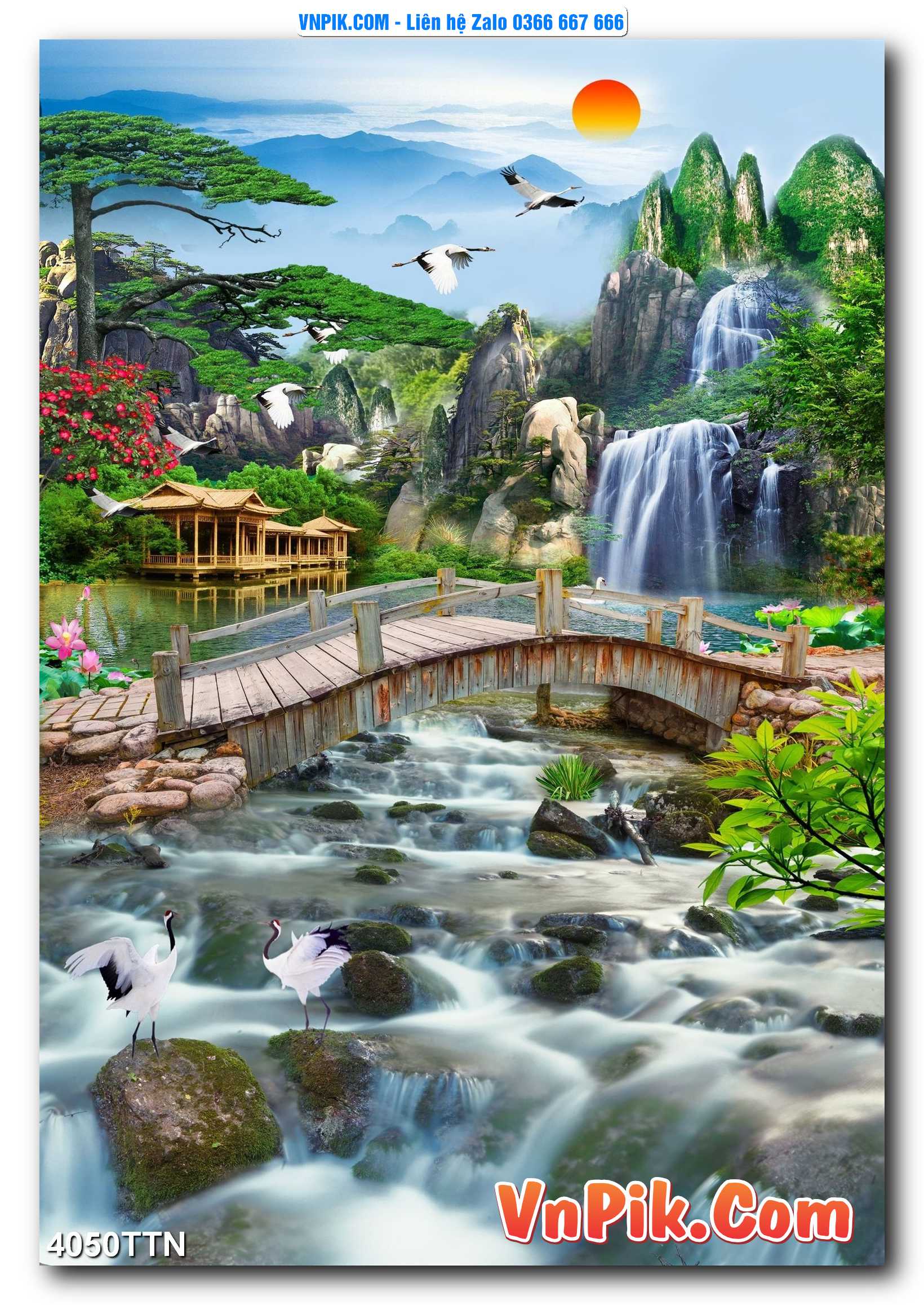 Tranh thác nước – Tranh phong thủy – Tranh treo tường mã 4050TTN