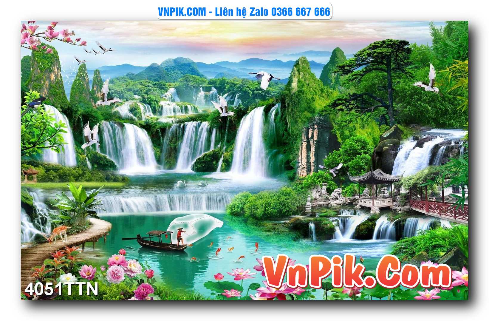 Tranh thác nước – Tranh phong thủy – Tranh treo tường mã 4051TTN