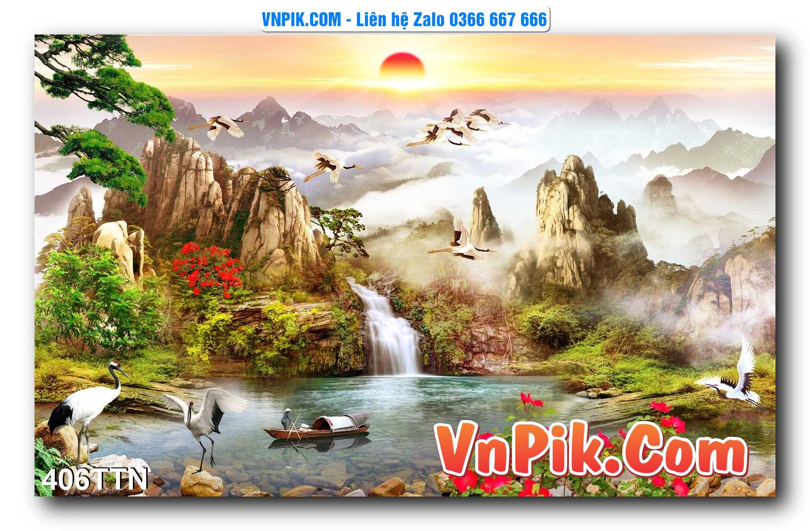 Tranh thác nước – Tranh phong thủy – Tranh treo tường mã 406TTN