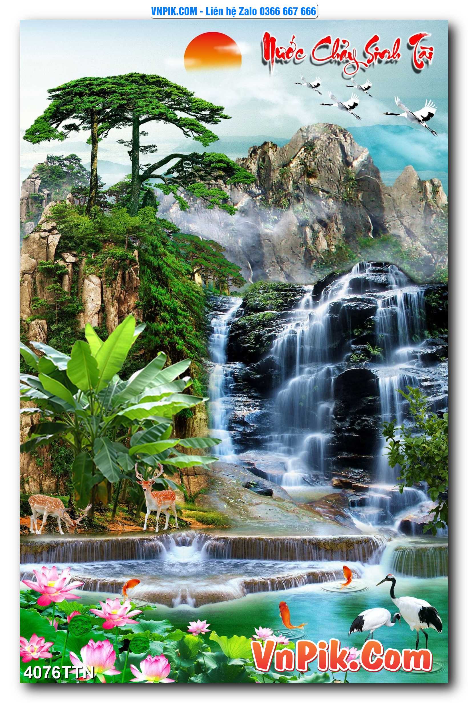 Tranh thác nước – Tranh phong thủy – Tranh treo tường mã 4076TTN
