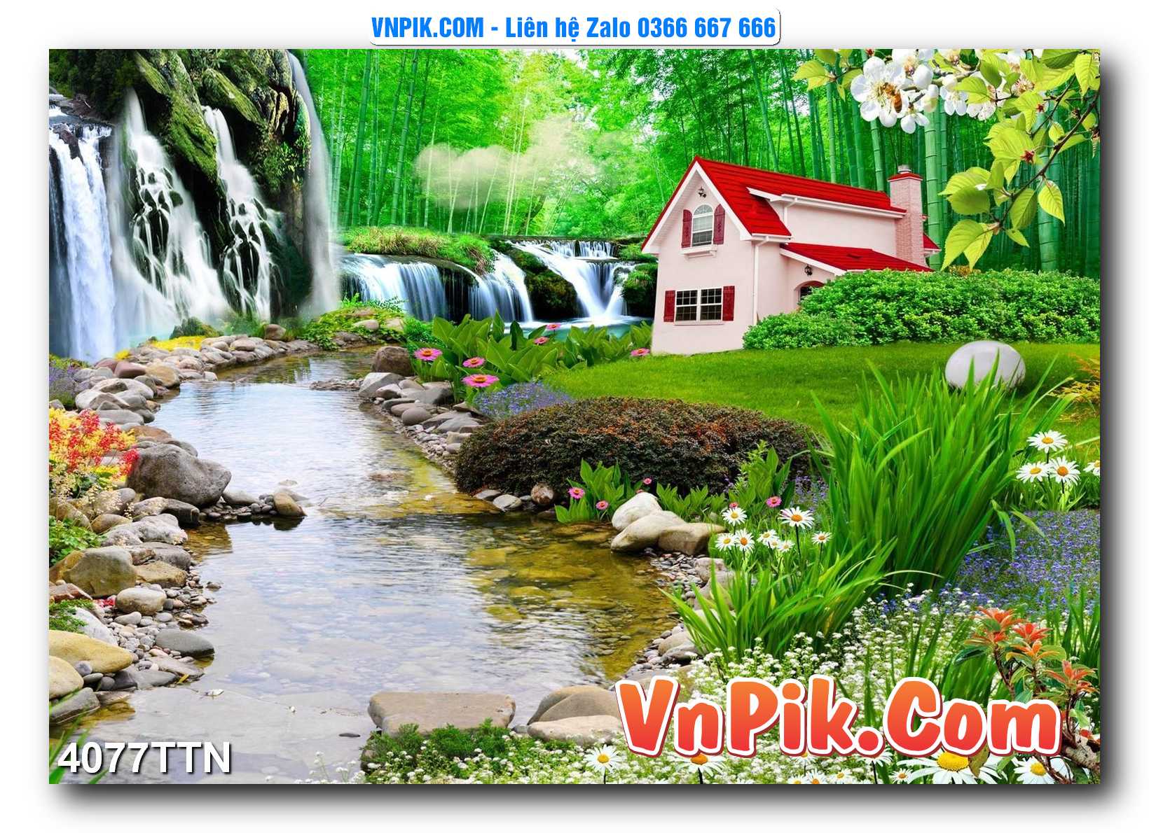 Tranh thác nước – Tranh phong thủy – Tranh treo tường mã 4077TTN
