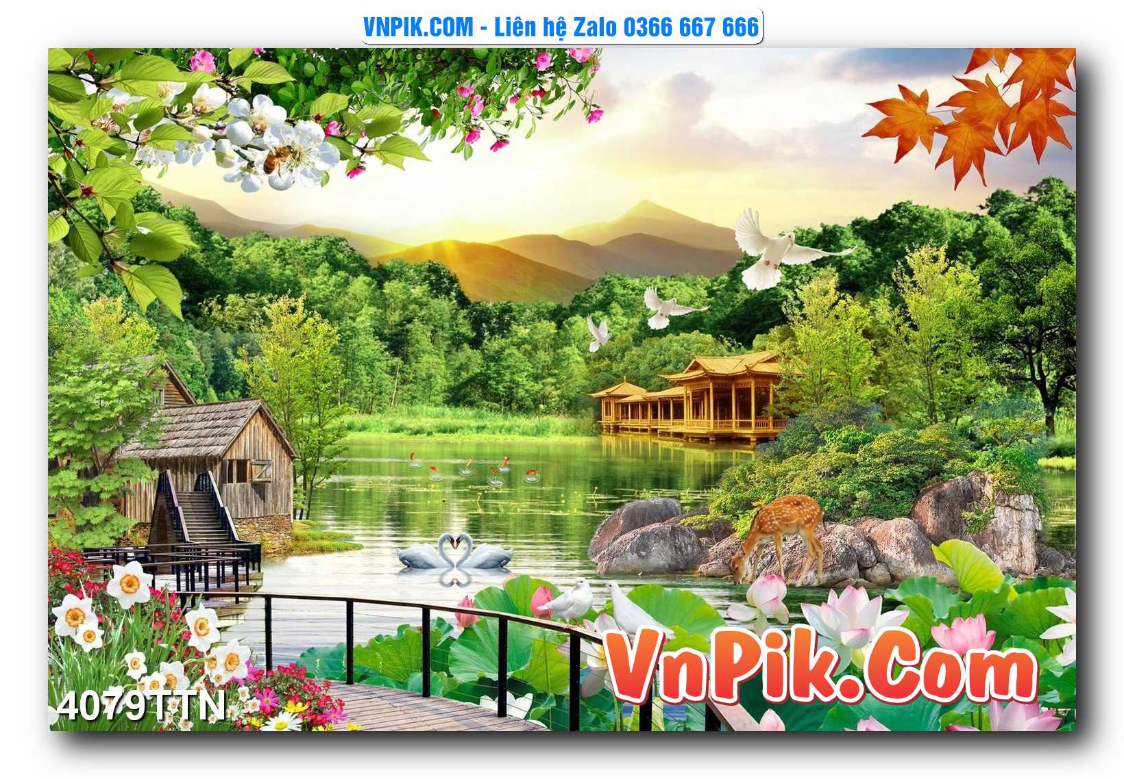 Tranh thác nước – Tranh phong thủy – Tranh treo tường mã 4079TTN