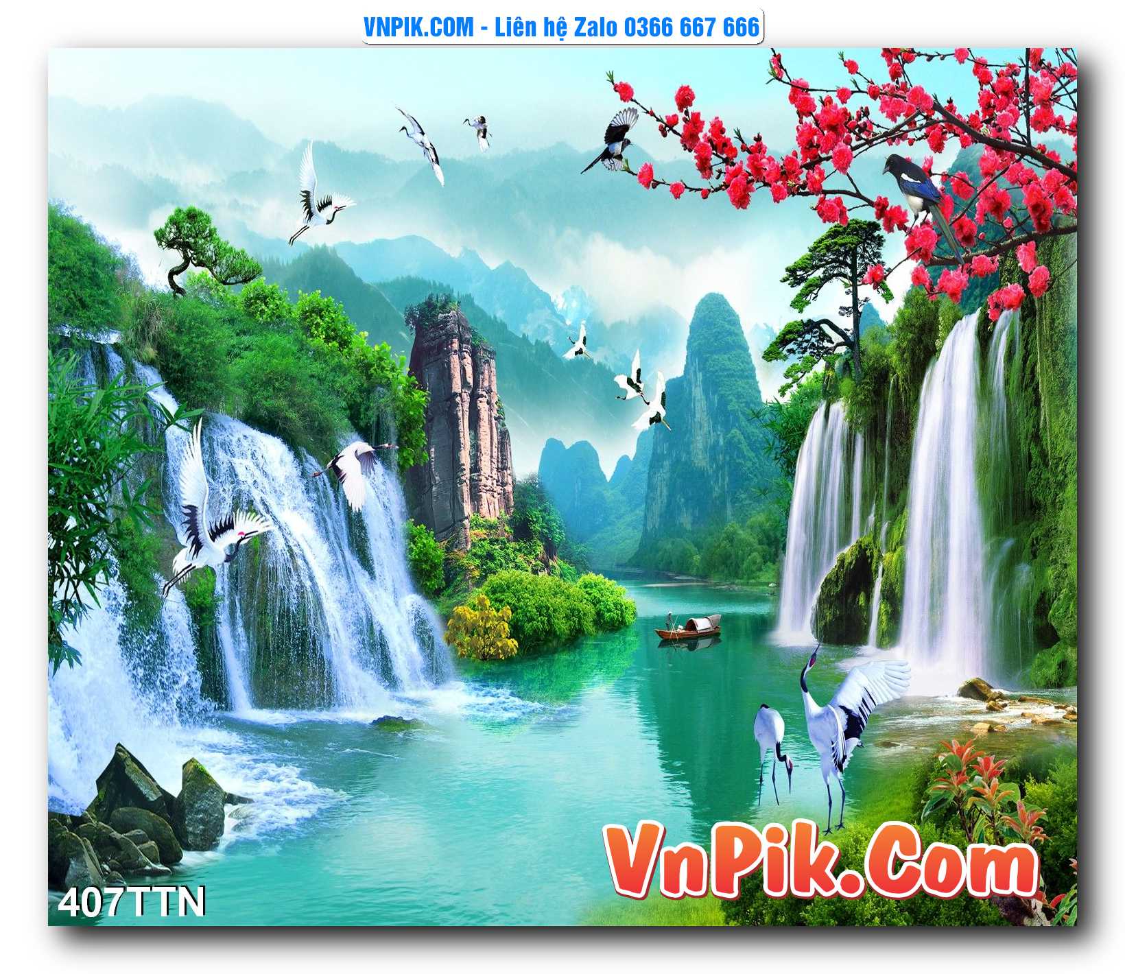 Tranh thác nước – Tranh phong thủy – Tranh treo tường mã 407TTN