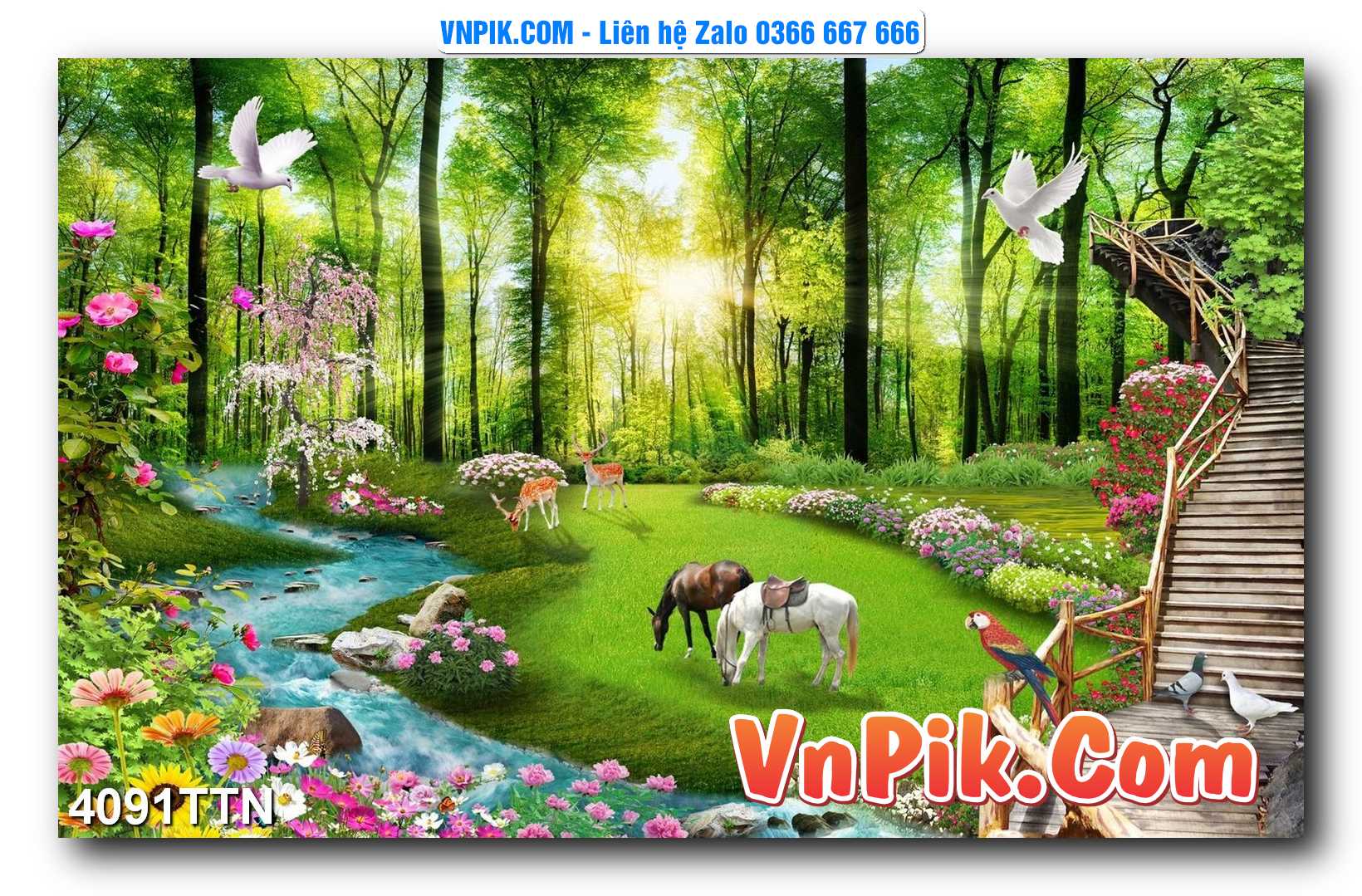 Tranh thác nước – Tranh phong thủy – Tranh treo tường mã 4091TTN