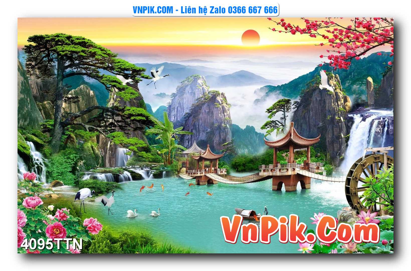 Tranh thác nước – Tranh phong thủy – Tranh treo tường mã 4095TTN