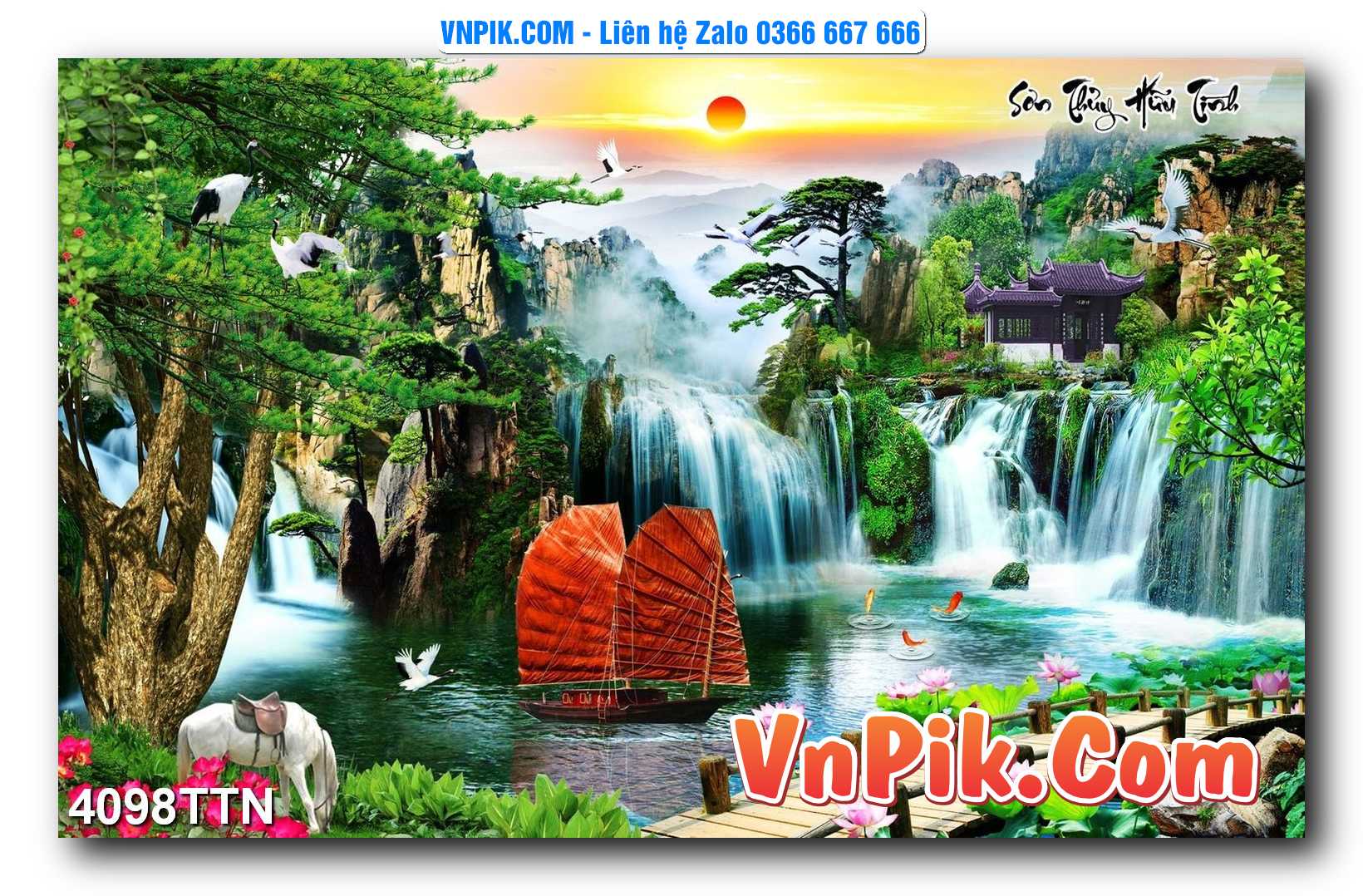 Tranh thác nước – Tranh phong thủy – Tranh treo tường mã 4098TTN
