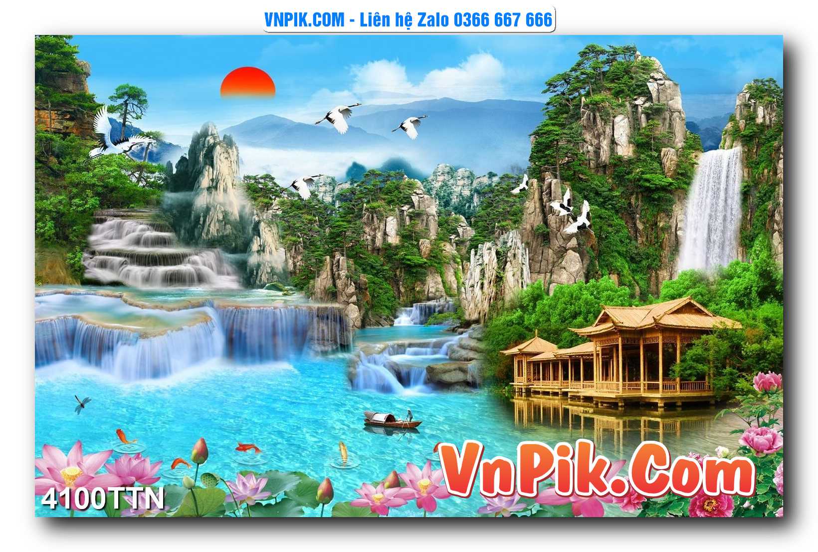 Tranh thác nước – Tranh phong thủy – Tranh treo tường mã 4100TTN