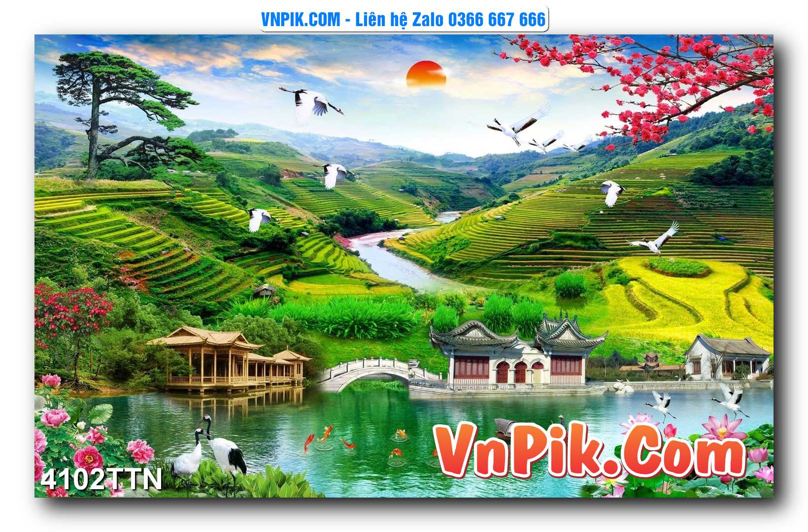 Tranh thác nước – Tranh phong thủy – Tranh treo tường mã 4102TTN