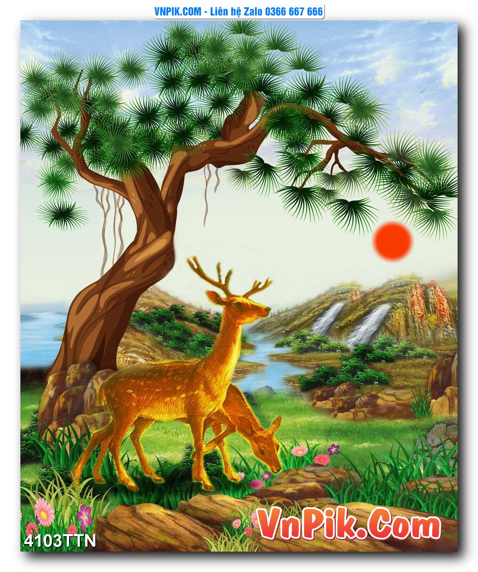 Tranh thác nước – Tranh phong thủy – Tranh treo tường mã 4103TTN