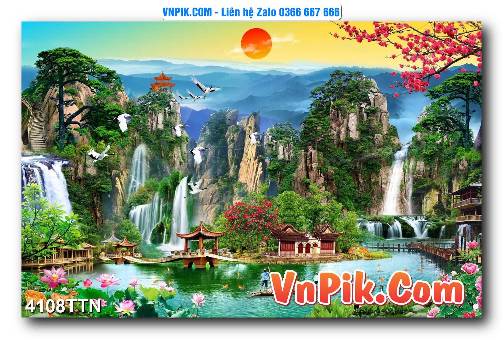 Tranh thác nước – Tranh phong thủy – Tranh treo tường mã 4108TTN
