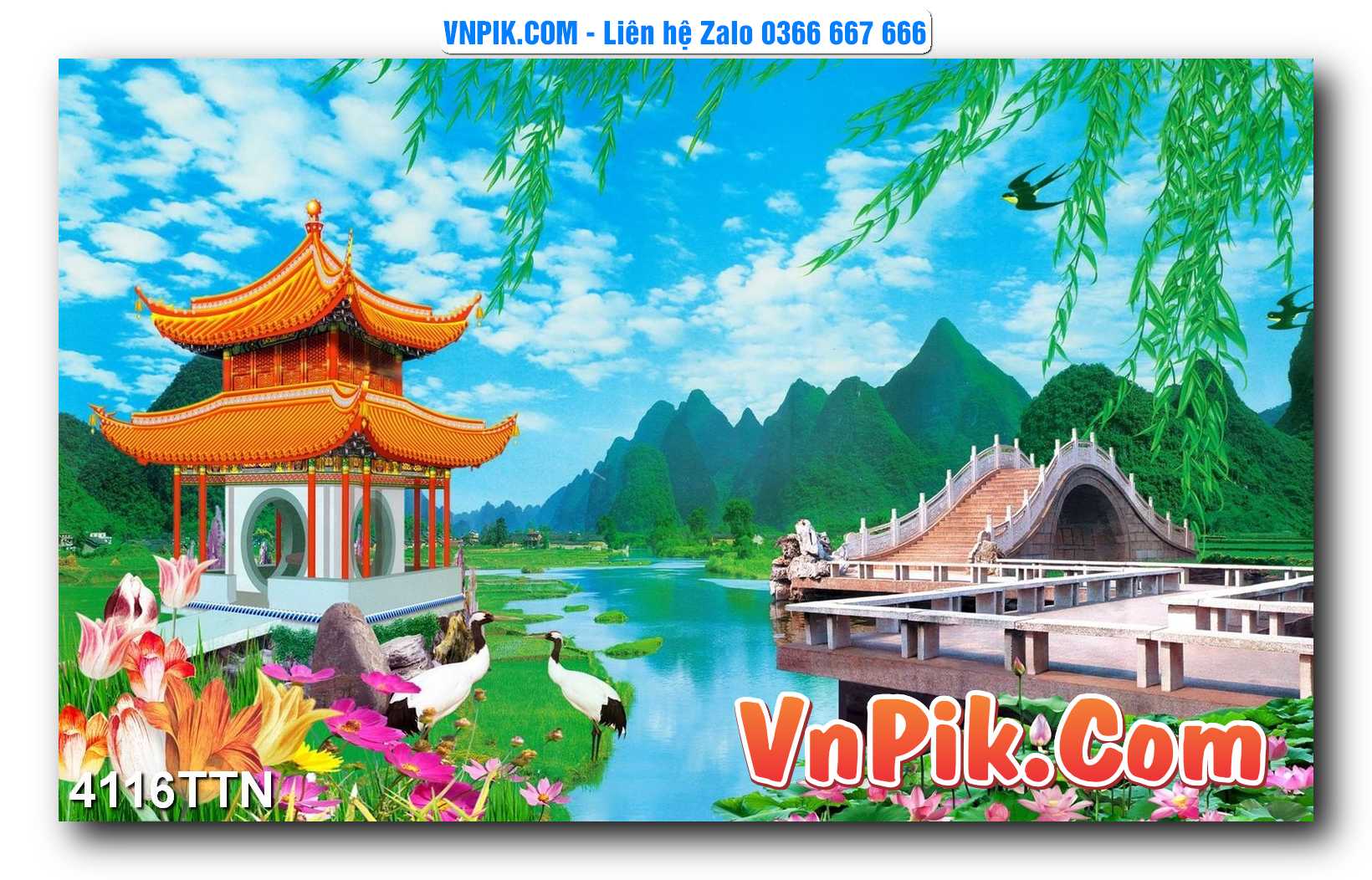 Tranh thác nước – Tranh phong thủy – Tranh treo tường mã 4116TTN