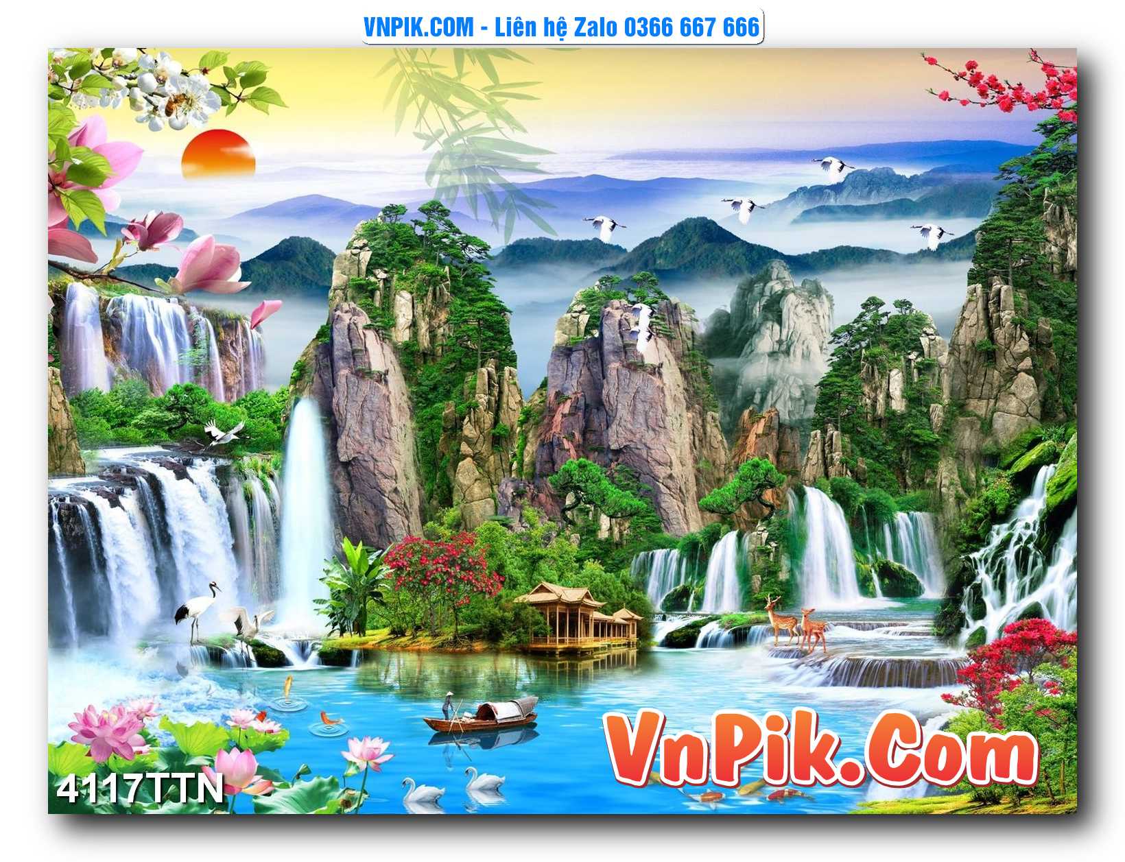 Tranh thác nước – Tranh phong thủy – Tranh treo tường mã 4117TTN