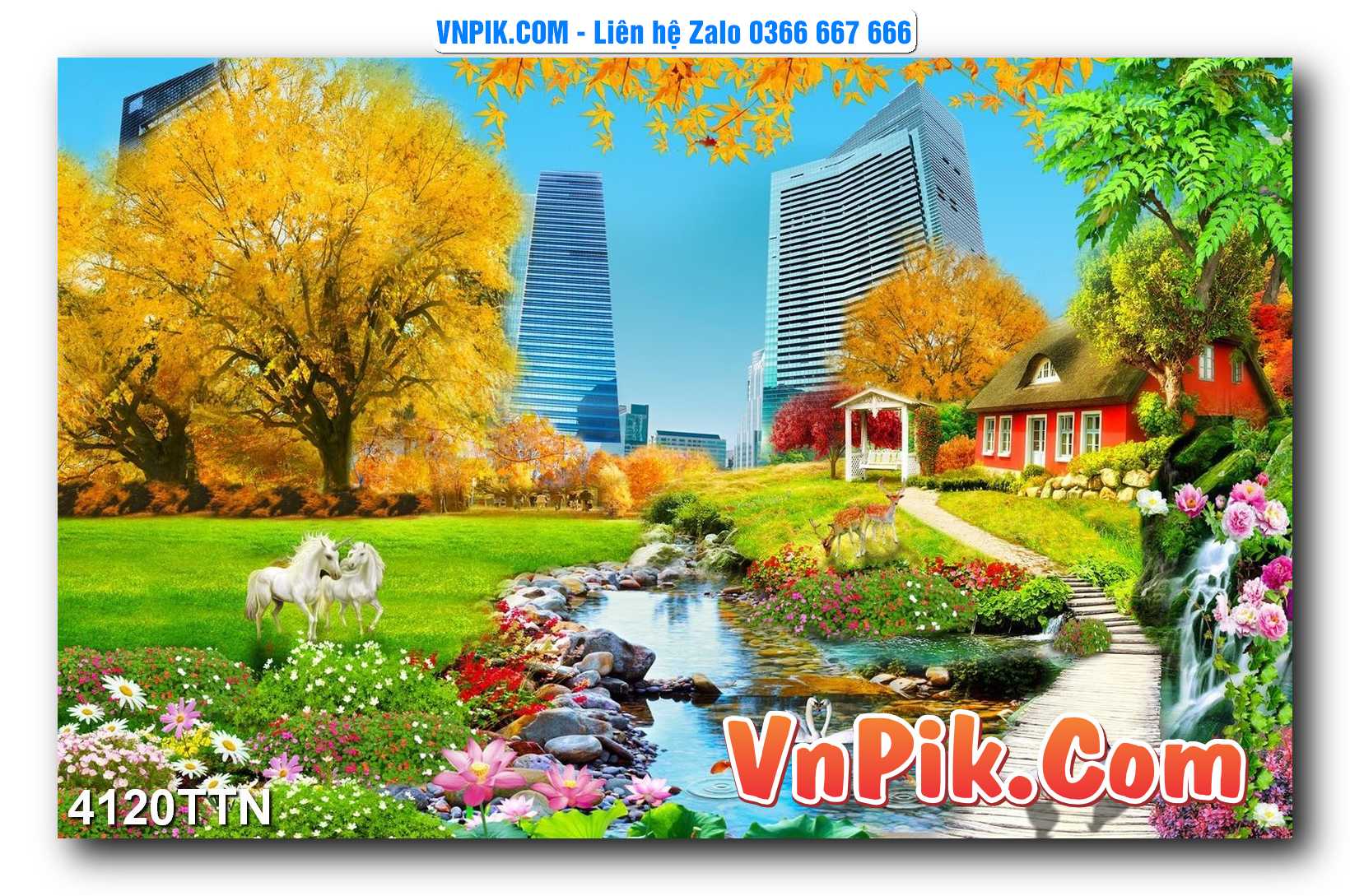 Tranh thác nước – Tranh phong thủy – Tranh treo tường mã 4120TTN
