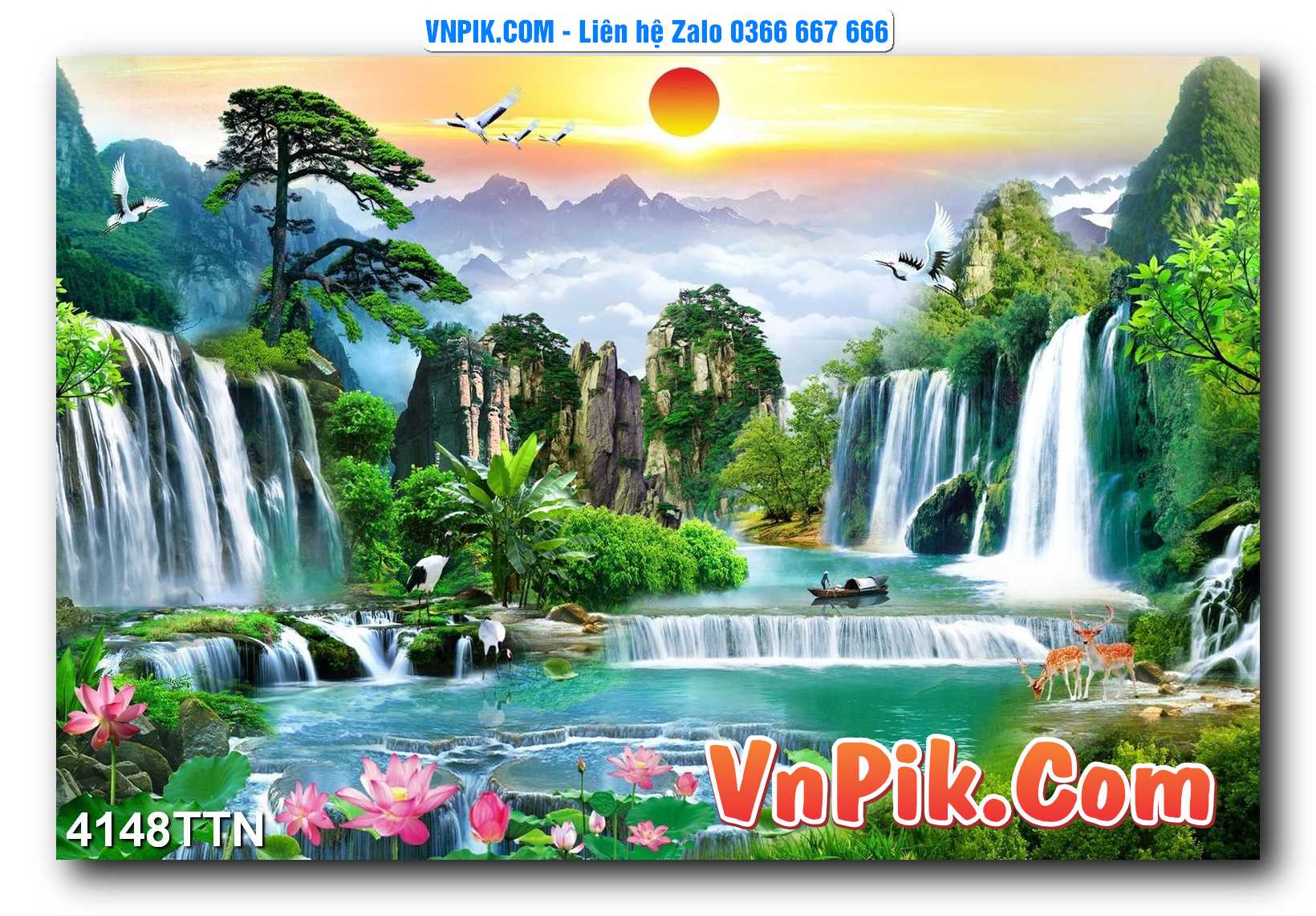 Tranh thác nước – Tranh phong thủy – Tranh treo tường mã 4148TTN