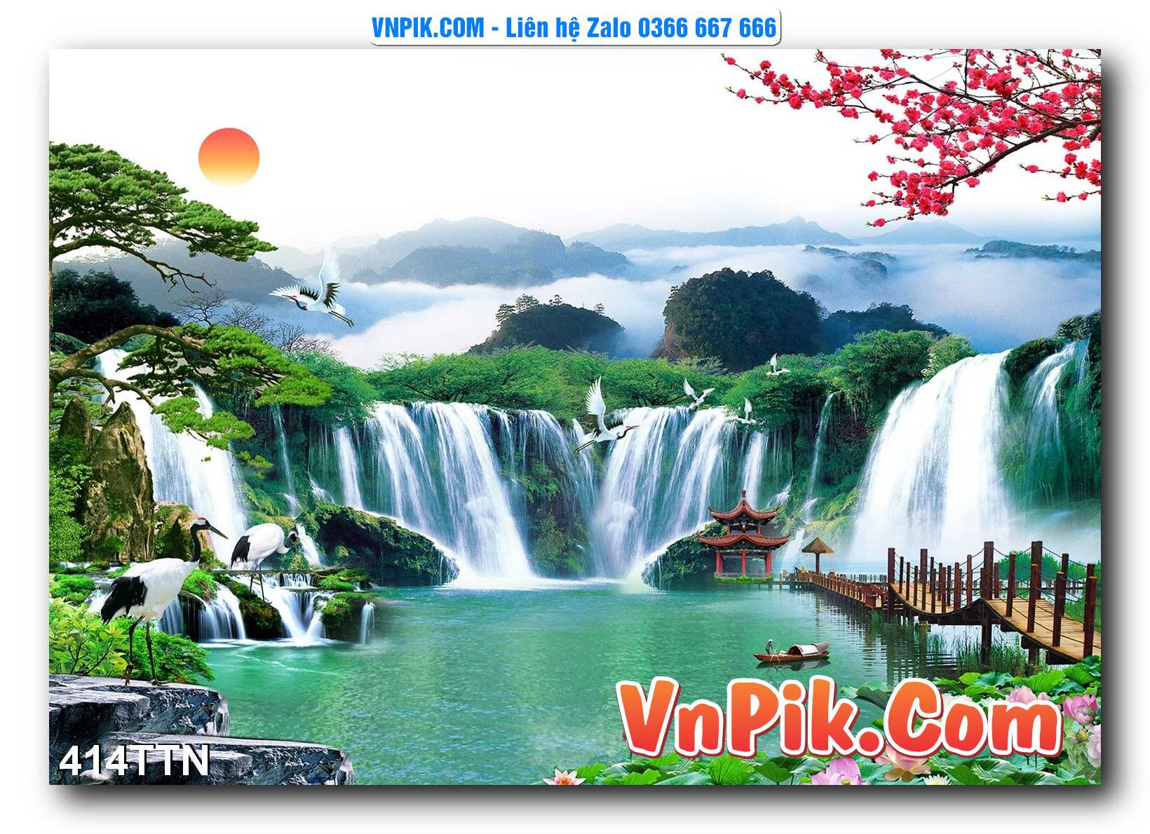 Tranh thác nước – Tranh phong thủy – Tranh treo tường mã 414TTN