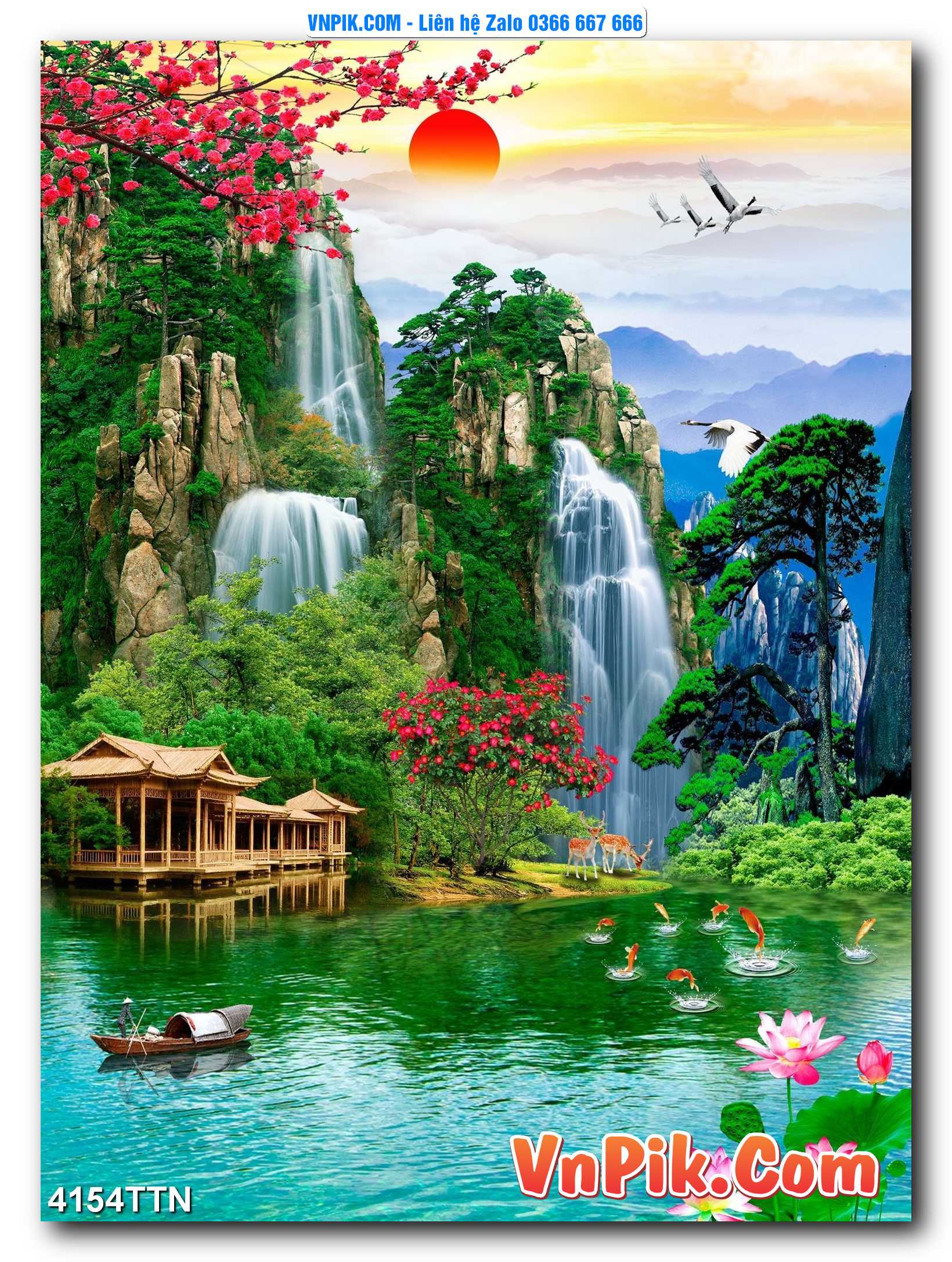 Tranh thác nước – Tranh phong thủy – Tranh treo tường mã 4154TTN