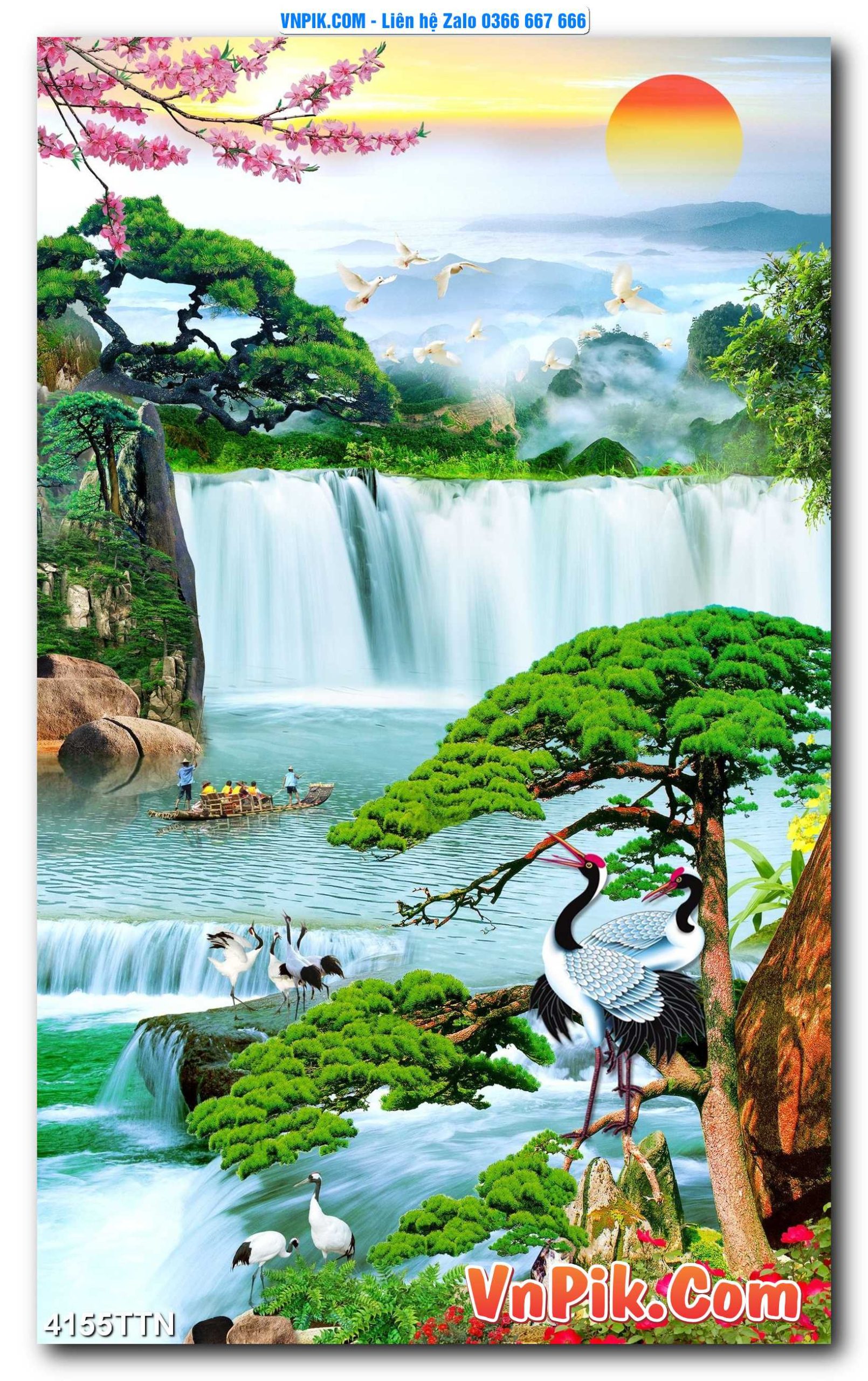 Tranh thác nước – Tranh phong thủy – Tranh treo tường mã 4155TTN