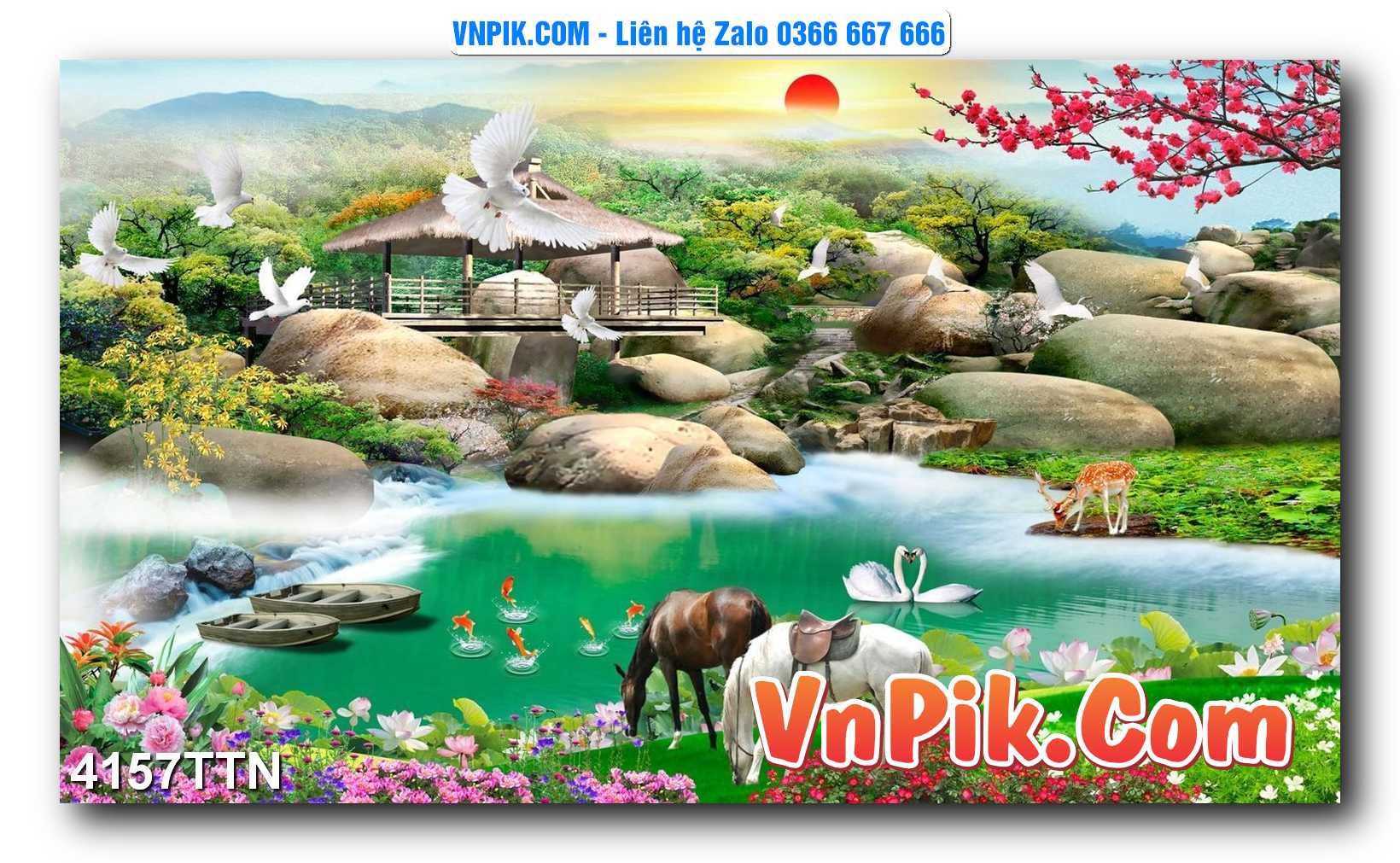 Tranh thác nước – Tranh phong thủy – Tranh treo tường mã 4157TTN