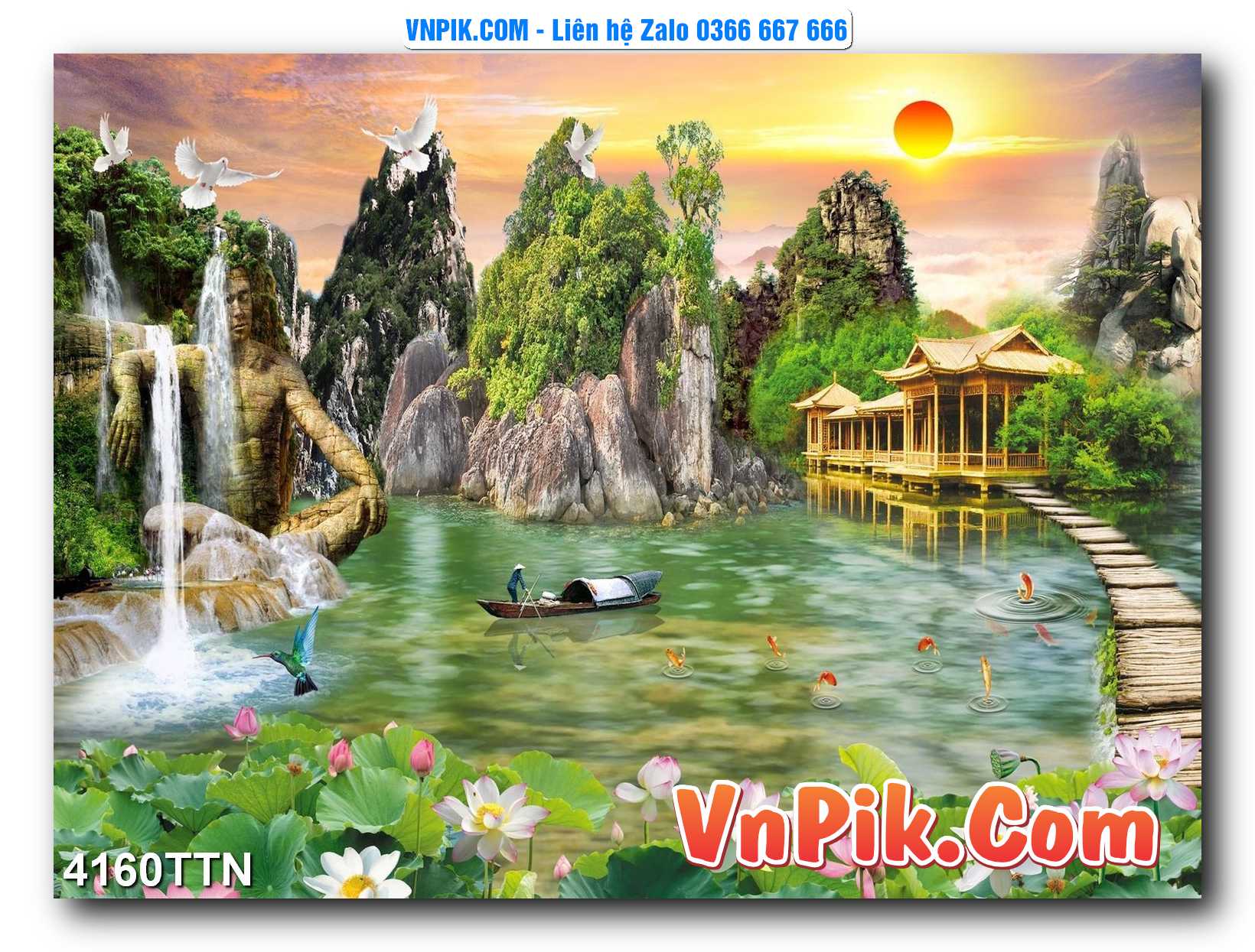 Tranh thác nước – Tranh phong thủy – Tranh treo tường mã 4160TTN