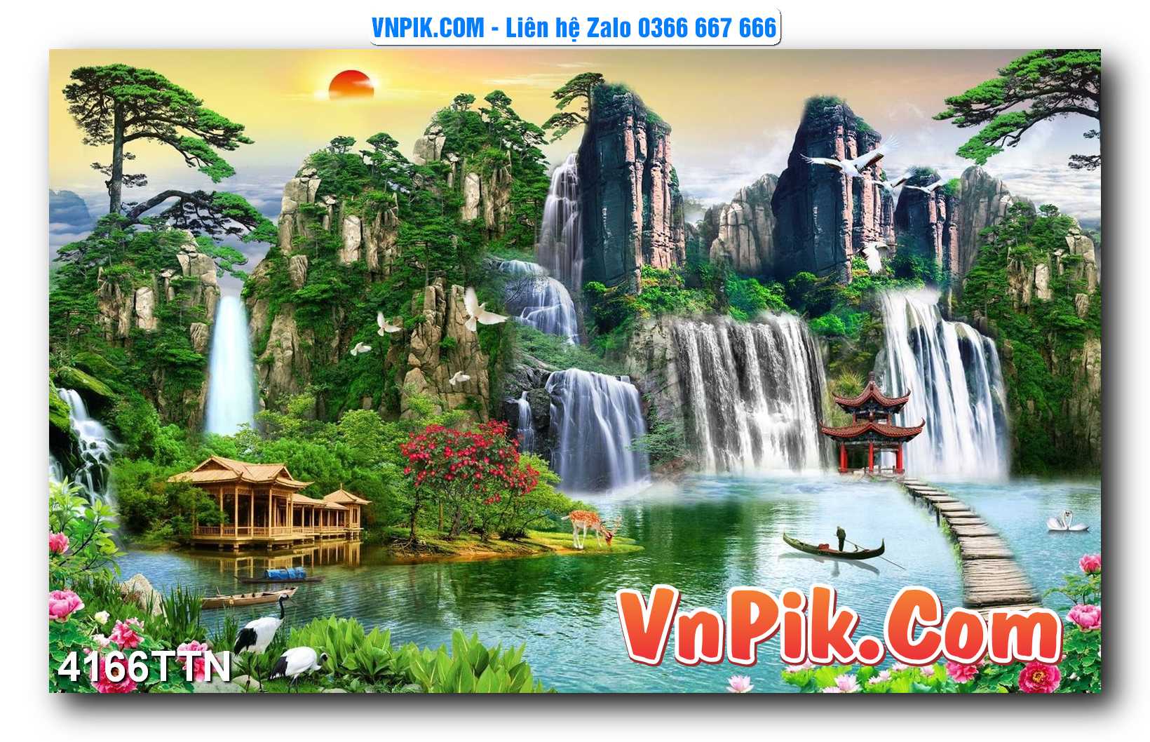Tranh thác nước – Tranh phong thủy – Tranh treo tường mã 4166TTN