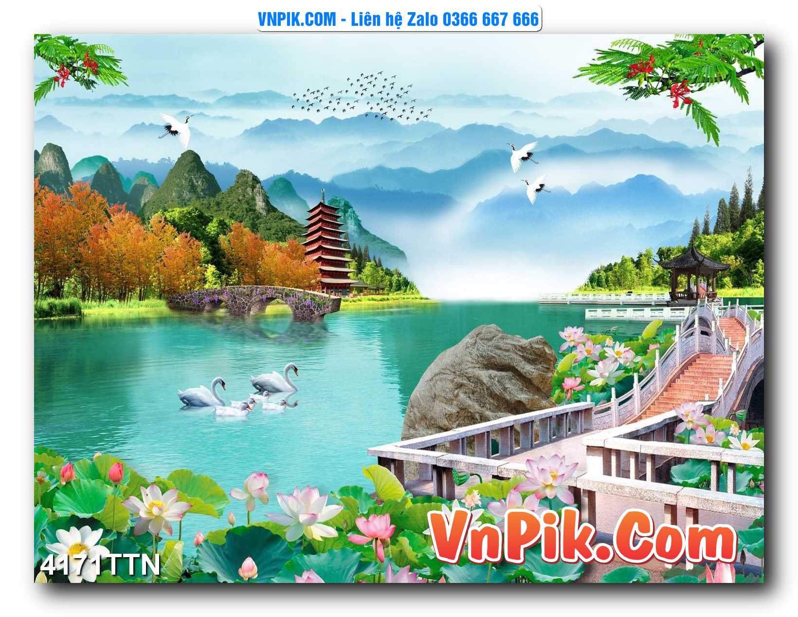 Tranh thác nước – Tranh phong thủy – Tranh treo tường mã 4171TTN