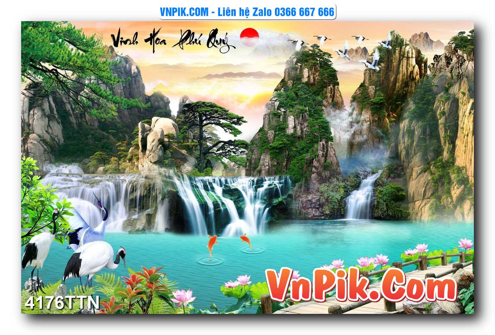 Tranh thác nước – Tranh phong thủy – Tranh treo tường mã 4176TTN