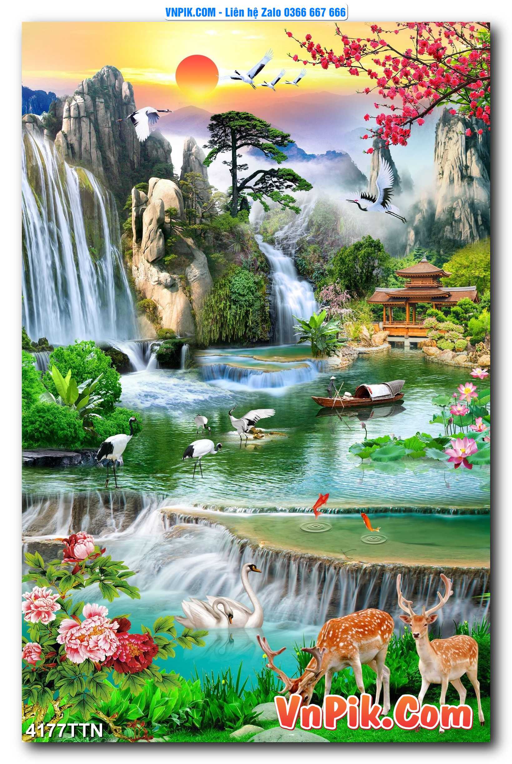 Tranh thác nước – Tranh phong thủy – Tranh treo tường mã 4177TTN
