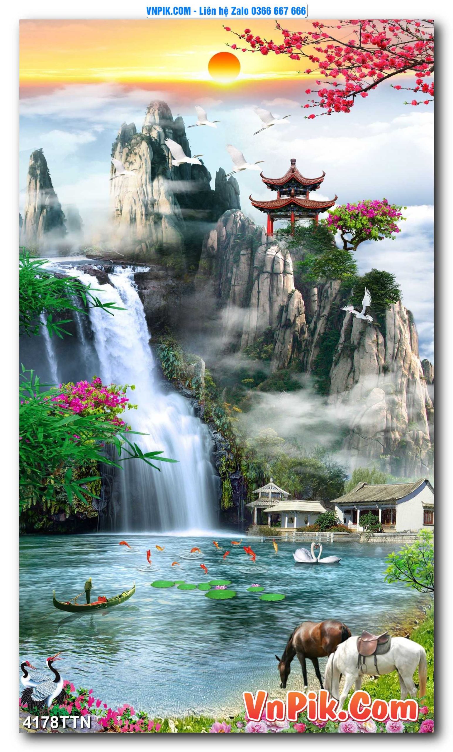 Tranh thác nước – Tranh phong thủy – Tranh treo tường mã 4178TTN