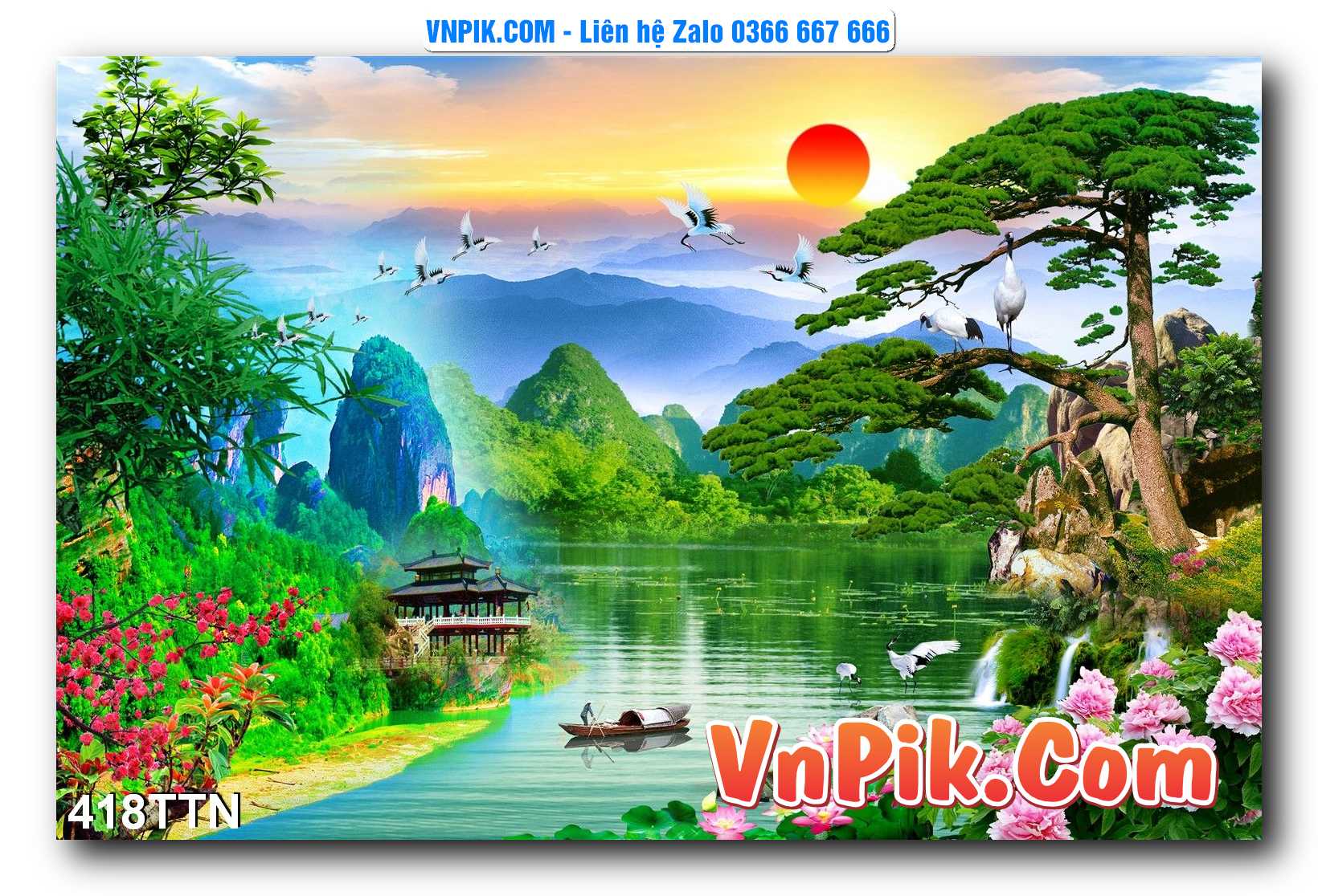 Tranh thác nước – Tranh phong thủy – Tranh treo tường mã 418TTN
