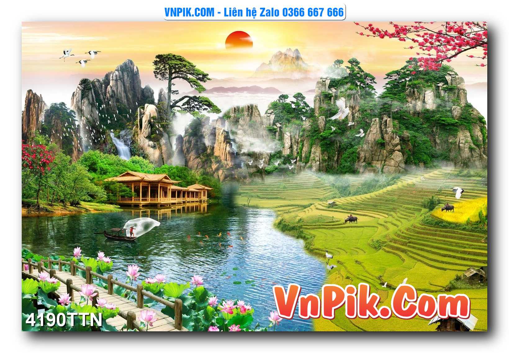 Tranh thác nước – Tranh phong thủy – Tranh treo tường mã 4190TTN