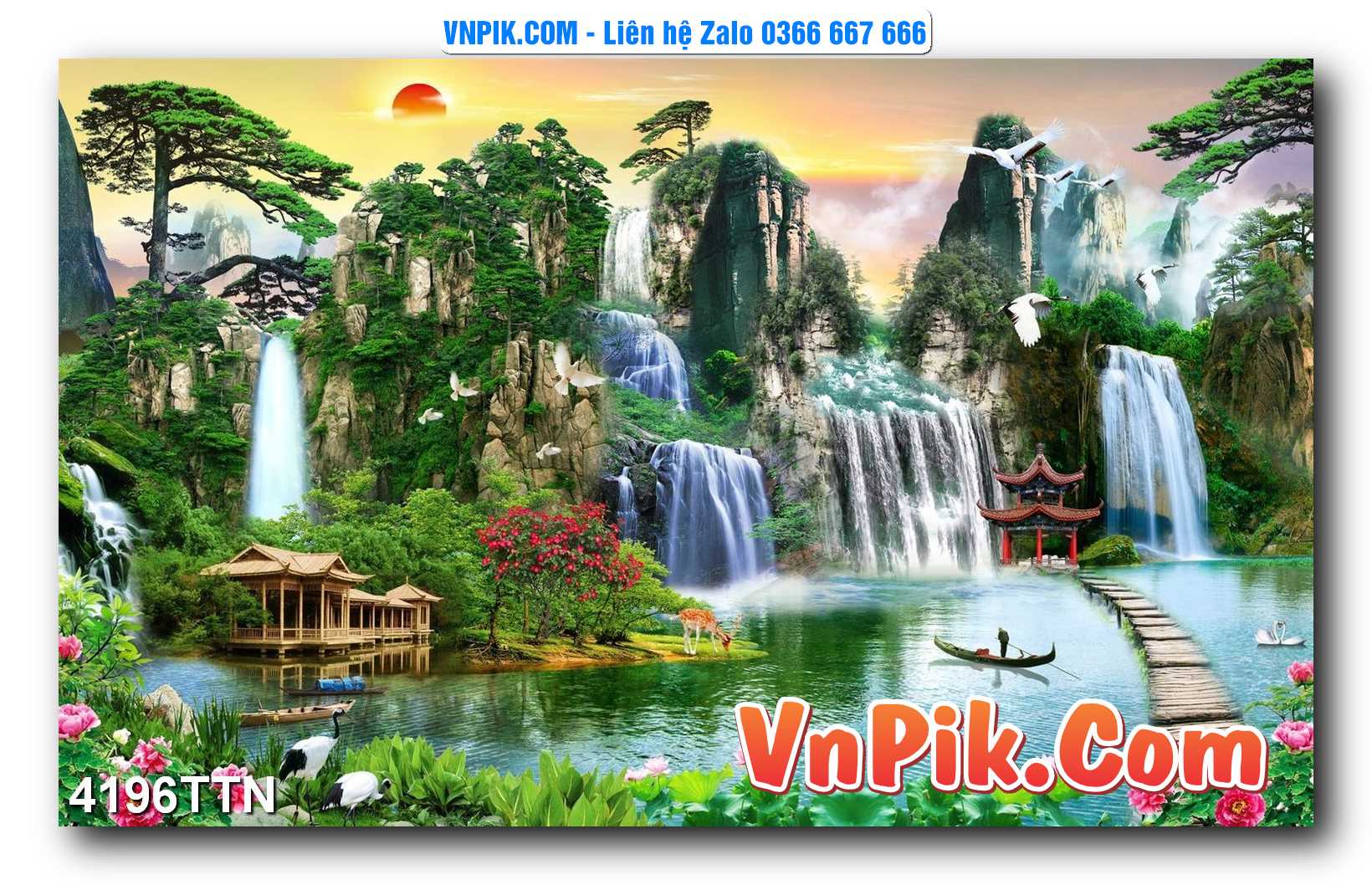 Tranh thác nước – Tranh phong thủy – Tranh treo tường mã 4196TTN