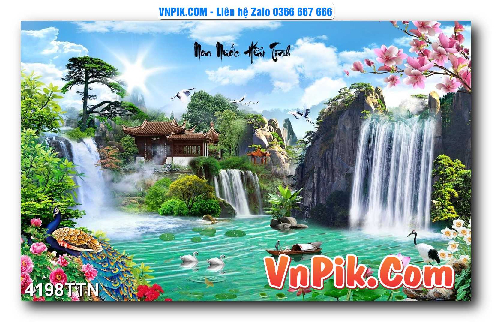 Tranh thác nước – Tranh phong thủy – Tranh treo tường mã 4198TTN