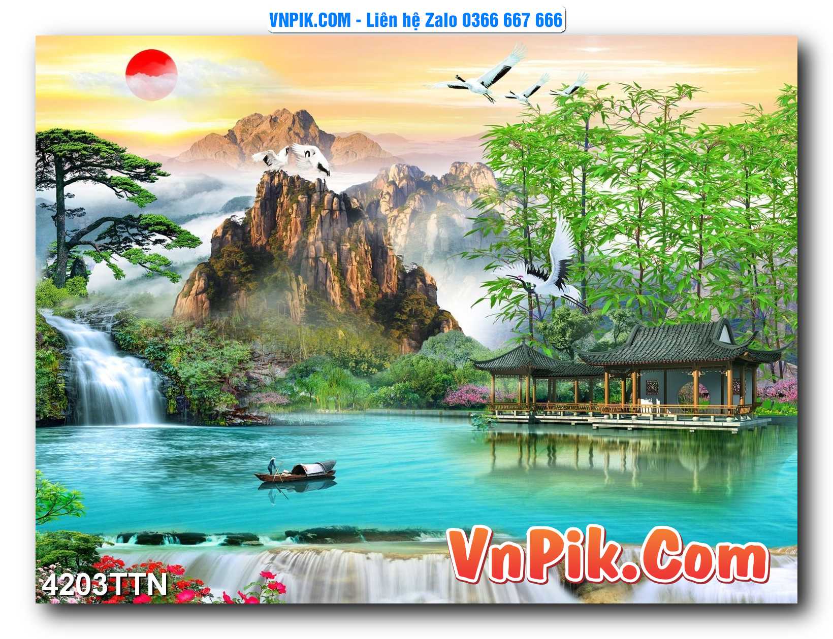 Tranh thác nước – Tranh phong thủy – Tranh treo tường mã 4203TTN