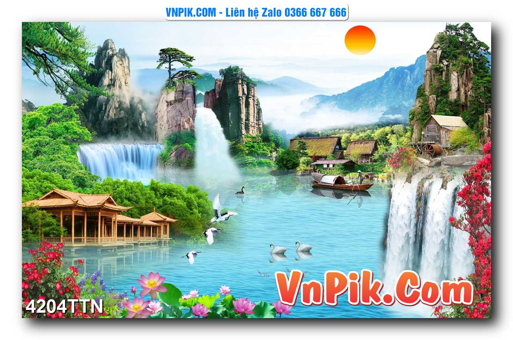 Tranh thác nước – Tranh phong thủy – Tranh treo tường mã 4204TTN