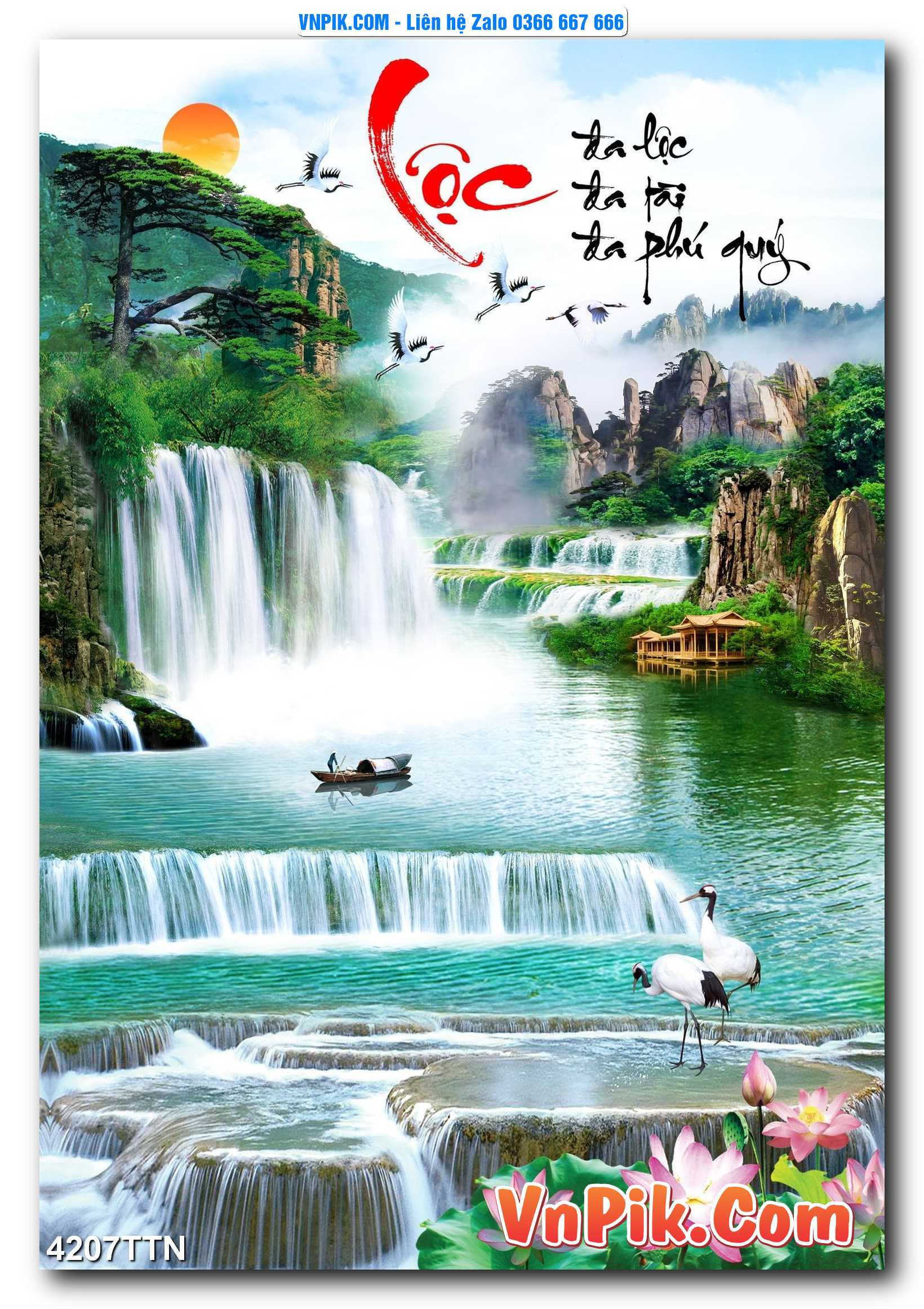 Tranh thác nước – Tranh phong thủy – Tranh treo tường mã 4207TTN