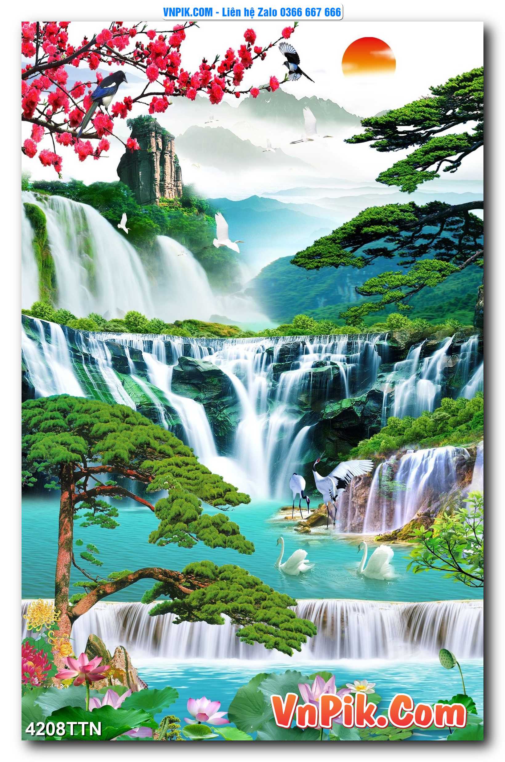 Tranh thác nước – Tranh phong thủy – Tranh treo tường mã 4208TTN
