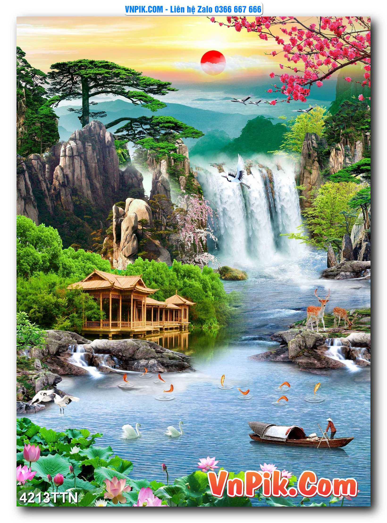 Tranh thác nước – Tranh phong thủy – Tranh treo tường mã 4213TTN