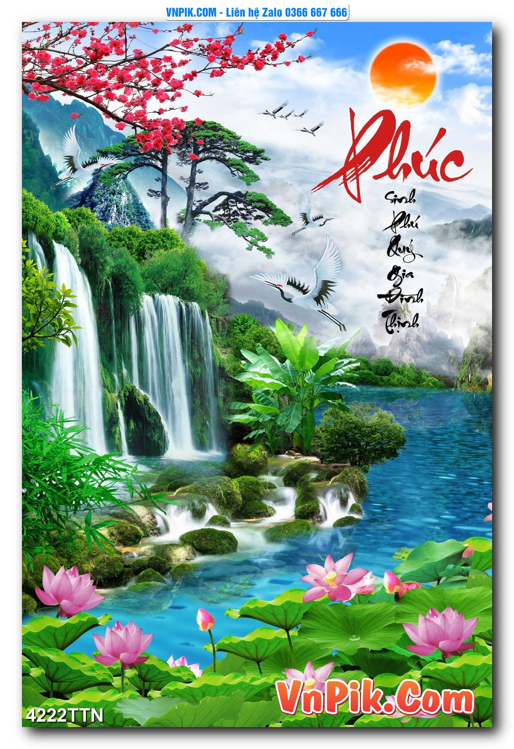 Tranh thác nước – Tranh phong thủy – Tranh treo tường mã 4222TTN