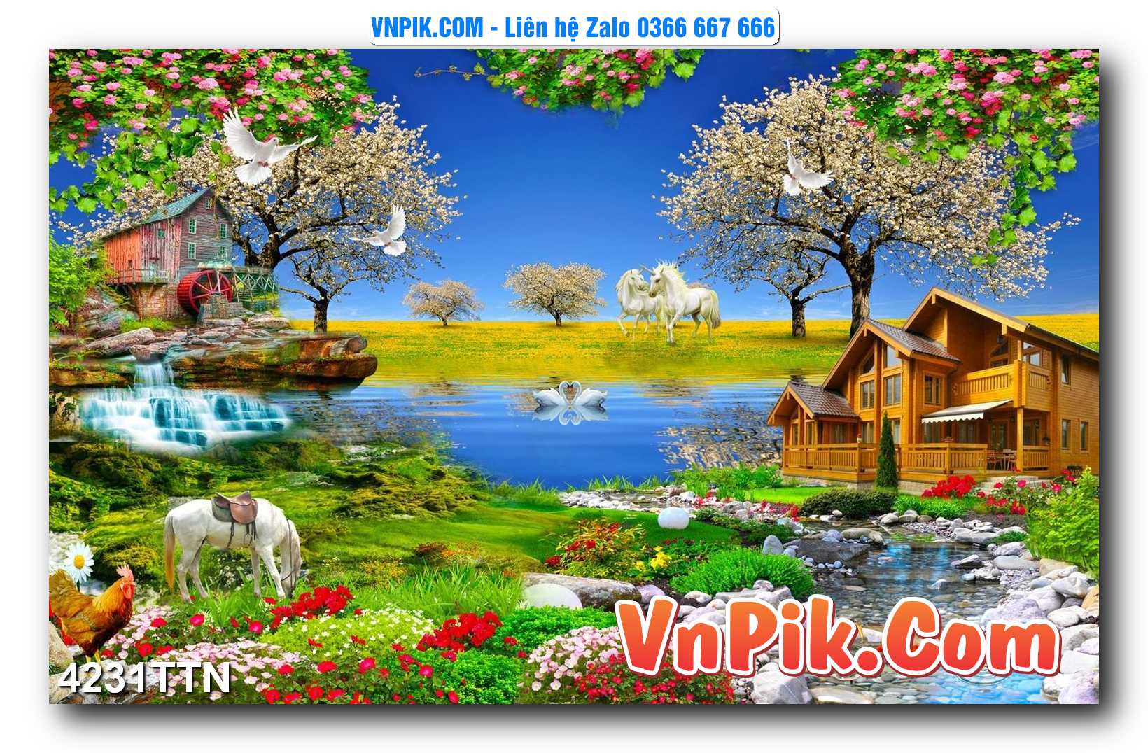Tranh thác nước – Tranh phong thủy – Tranh treo tường mã 4231TTN