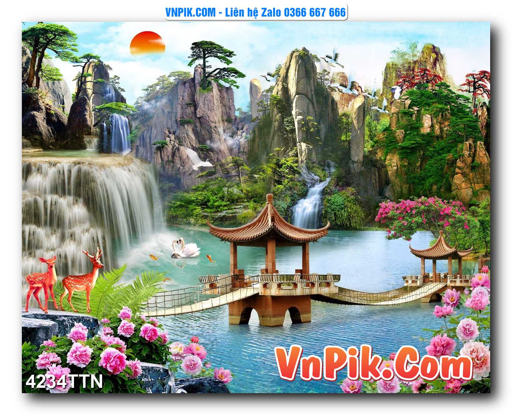 Tranh thác nước – Tranh phong thủy – Tranh treo tường mã 4234TTN