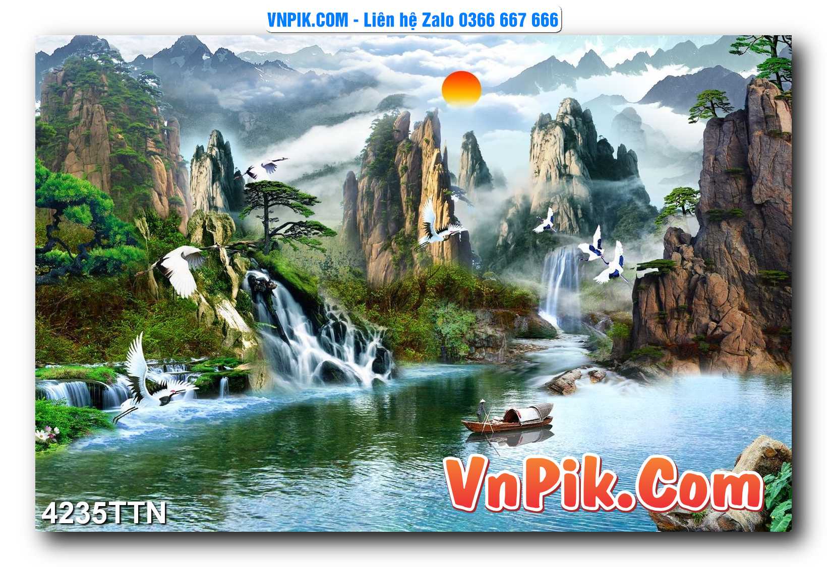 Tranh thác nước – Tranh phong thủy – Tranh treo tường mã 4235TTN