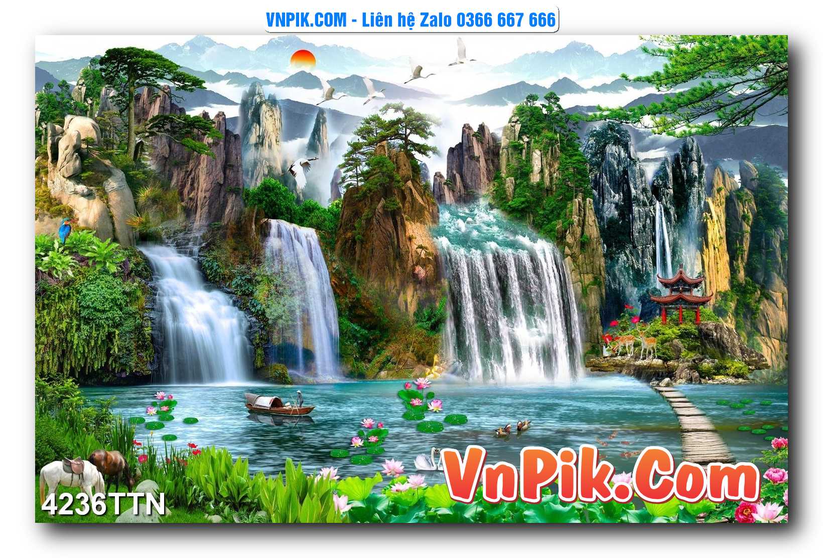 Tranh thác nước – Tranh phong thủy – Tranh treo tường mã 4236TTN