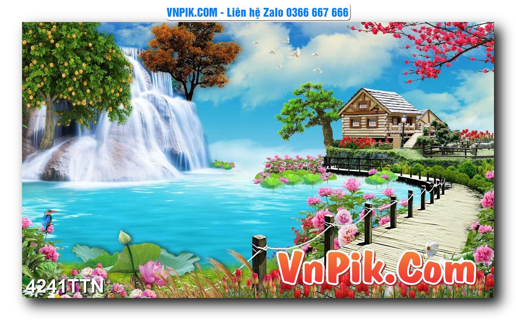 Tranh thác nước – Tranh phong thủy – Tranh treo tường mã 4241TTN