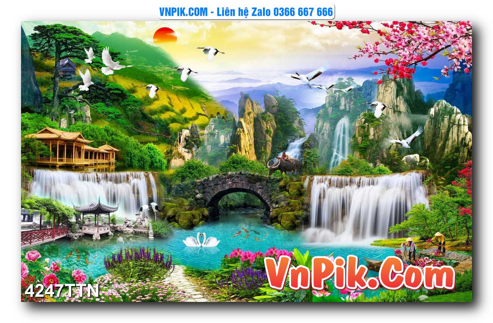 Tranh thác nước – Tranh phong thủy – Tranh treo tường mã 4247TTN