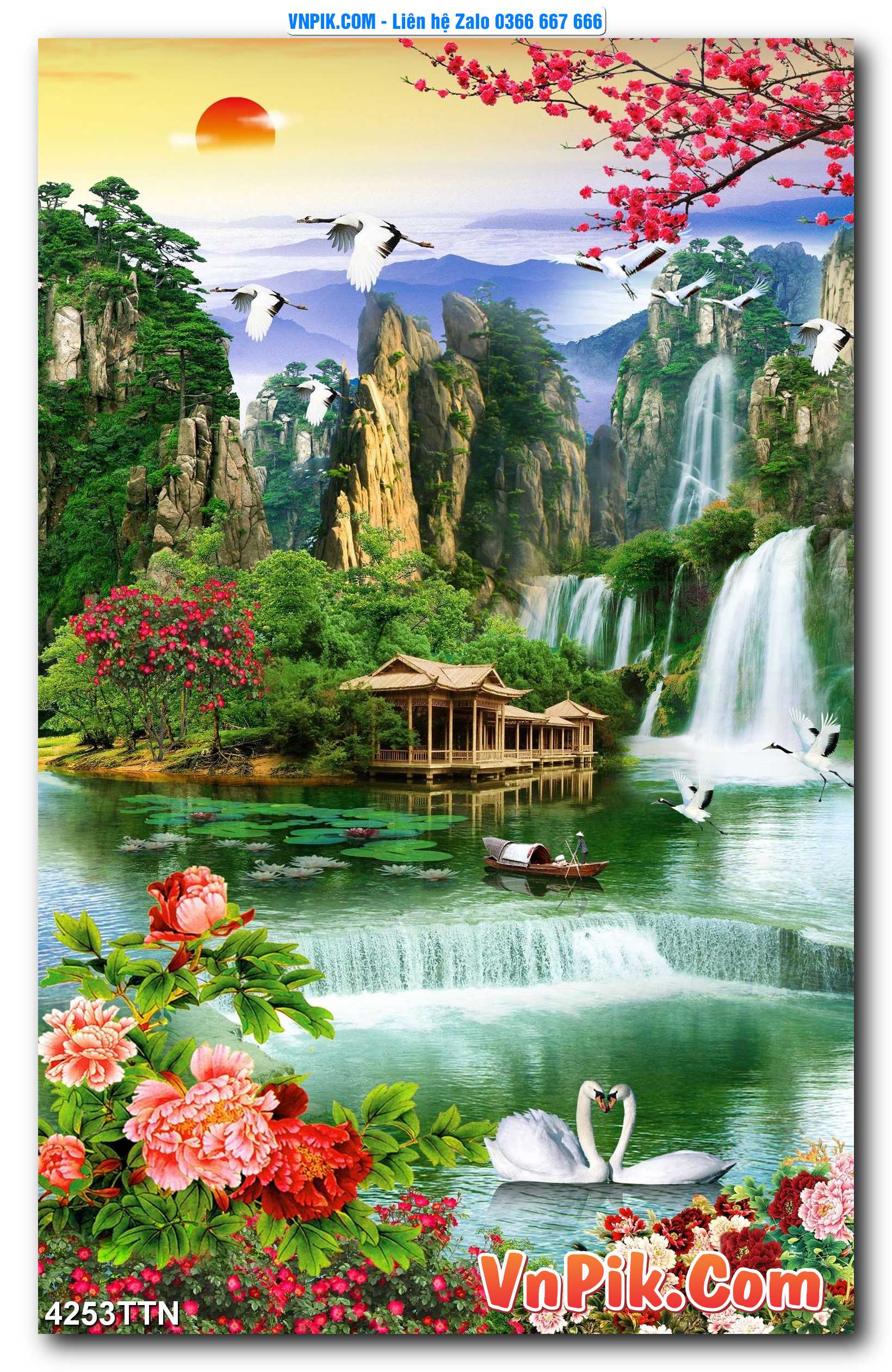 Tranh thác nước – Tranh phong thủy – Tranh treo tường mã 4253TTN