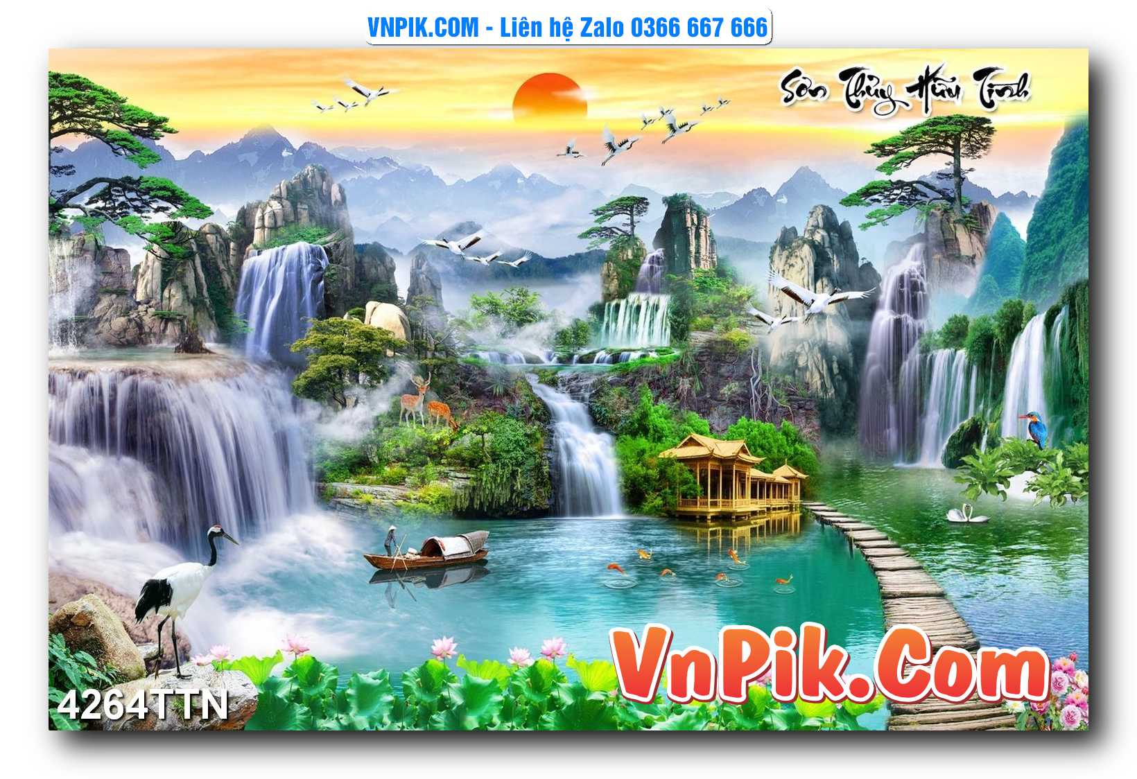 Tranh thác nước – Tranh phong thủy – Tranh treo tường mã 4264TTN