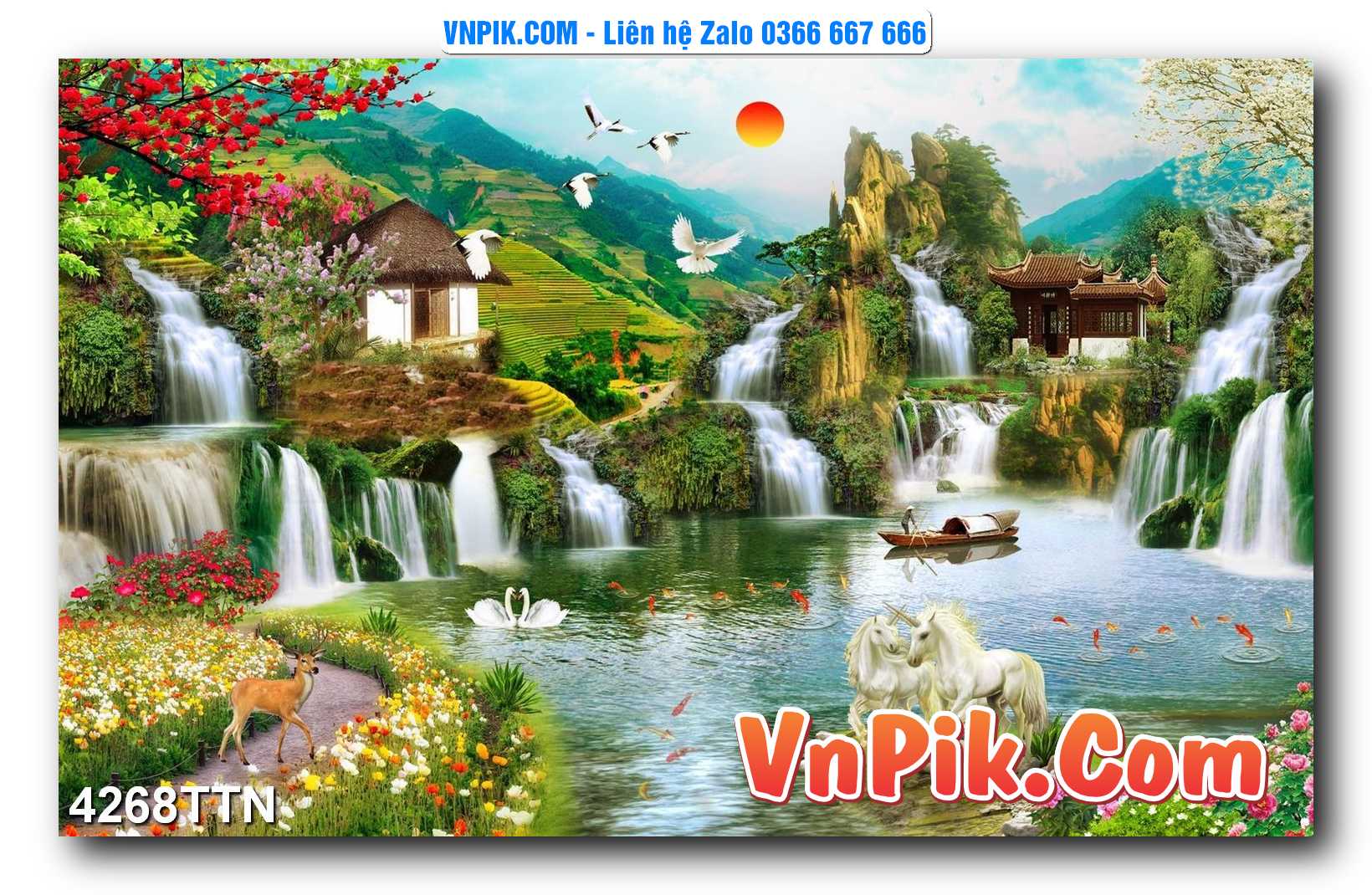 Tranh thác nước – Tranh phong thủy – Tranh treo tường mã 4268TTN