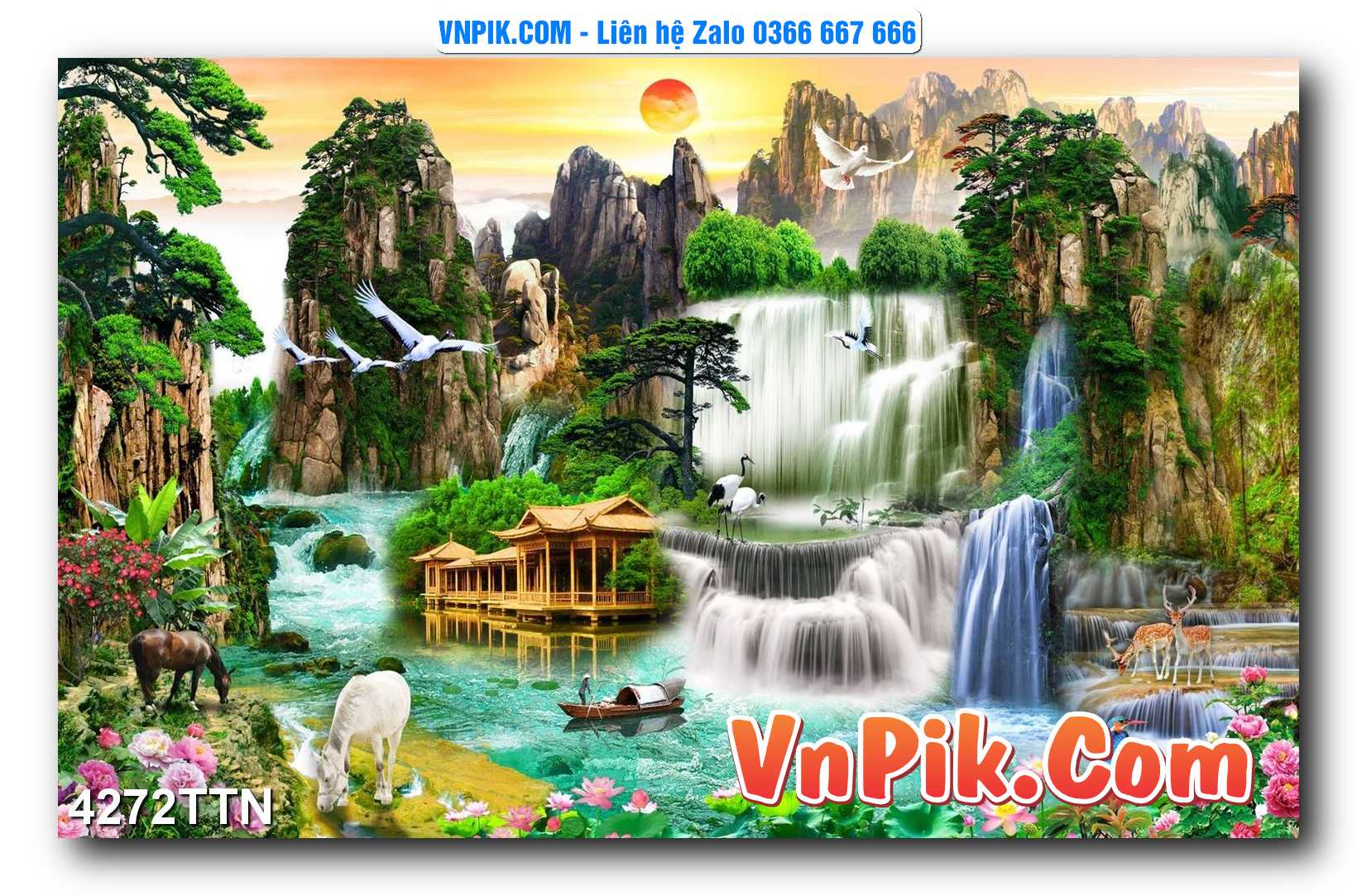 Tranh thác nước – Tranh phong thủy – Tranh treo tường mã 4272TTN